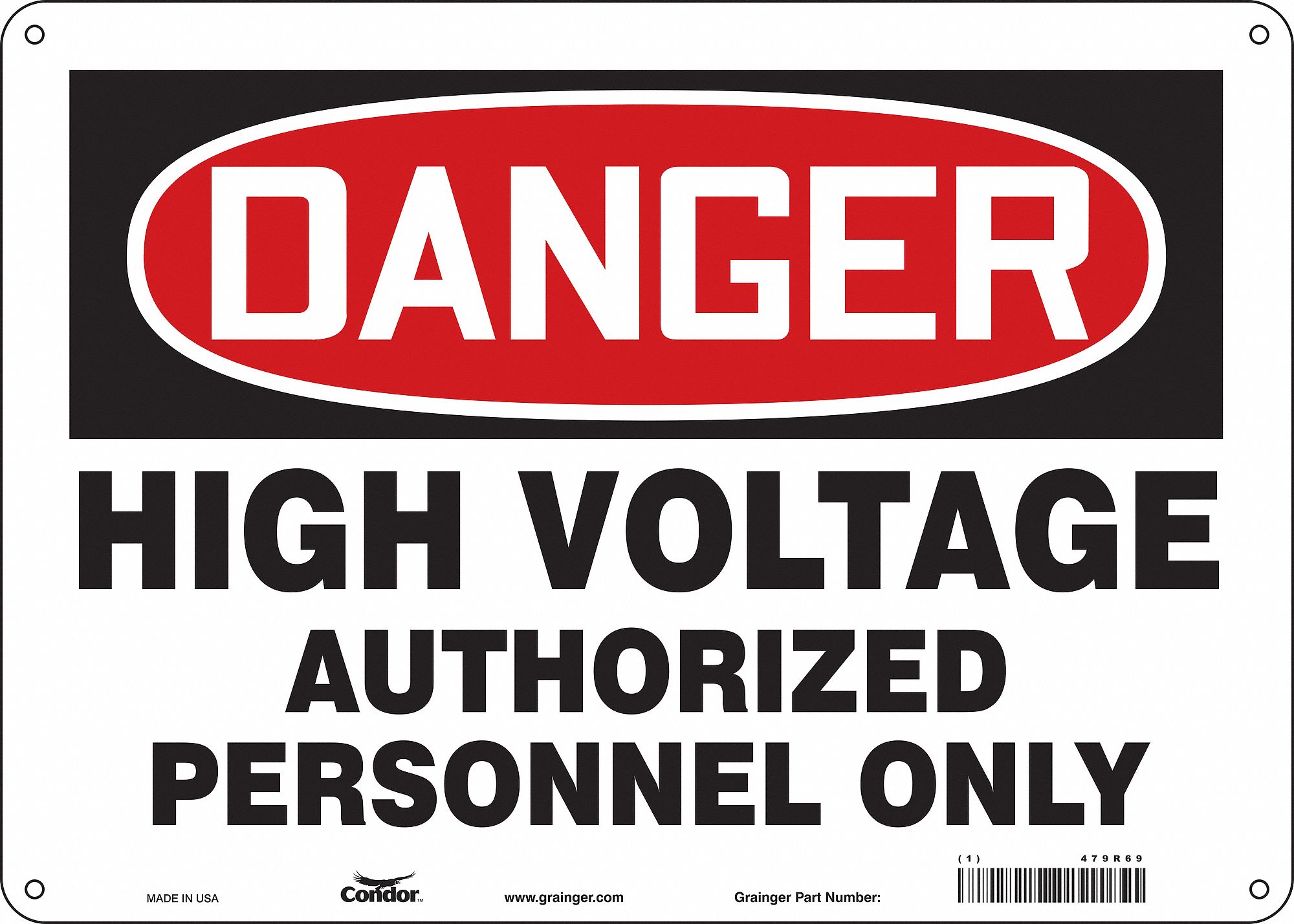 Safety Sign: Aluminum, Mounting Holes Sign Mounting, 10 in x 14 in Nominal Sign Size, 0.032 in Thick
