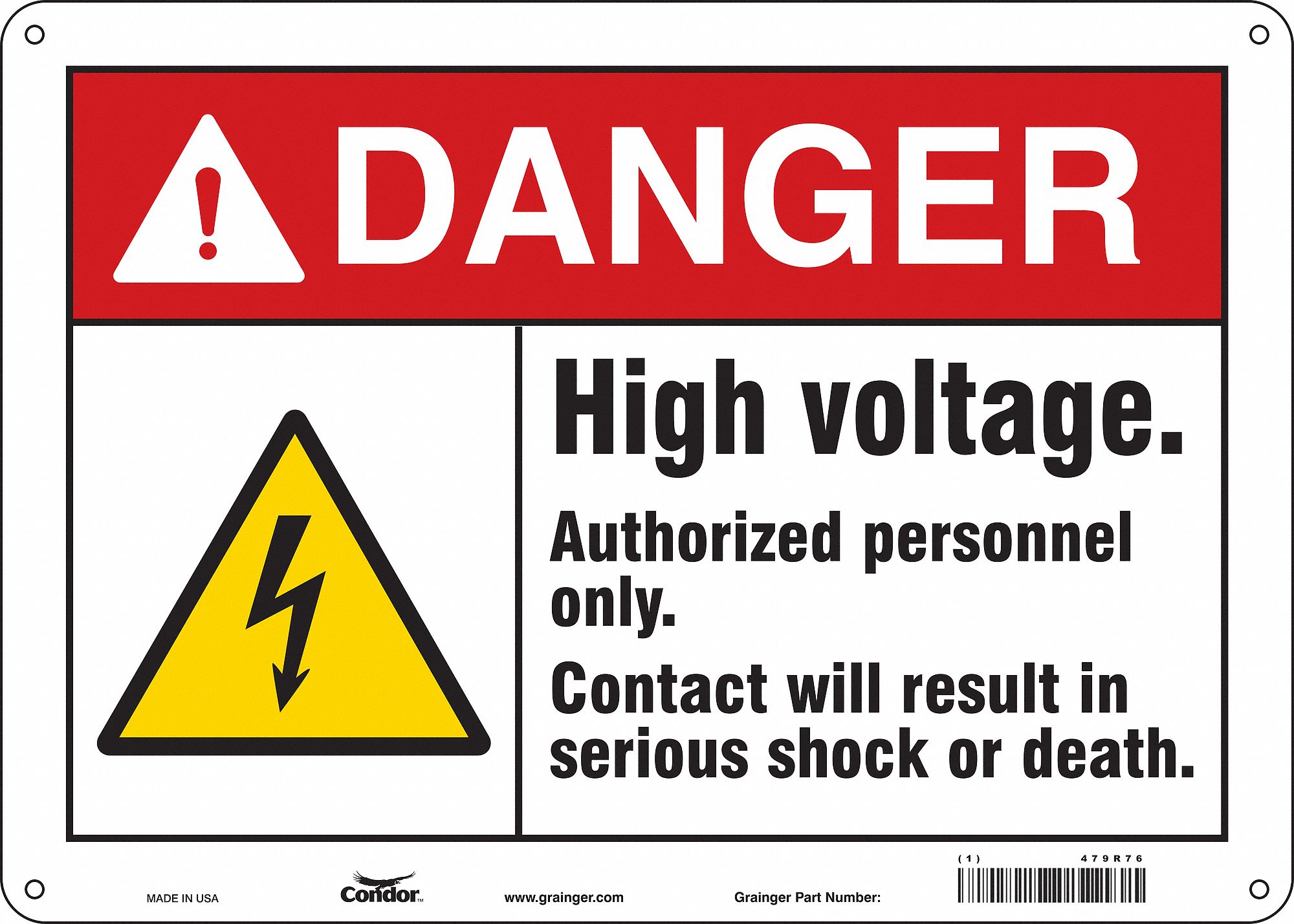 Safety Sign: Aluminum, Mounting Holes Sign Mounting, 10 in x 14 in Nominal Sign Size, 0.032 in Thick