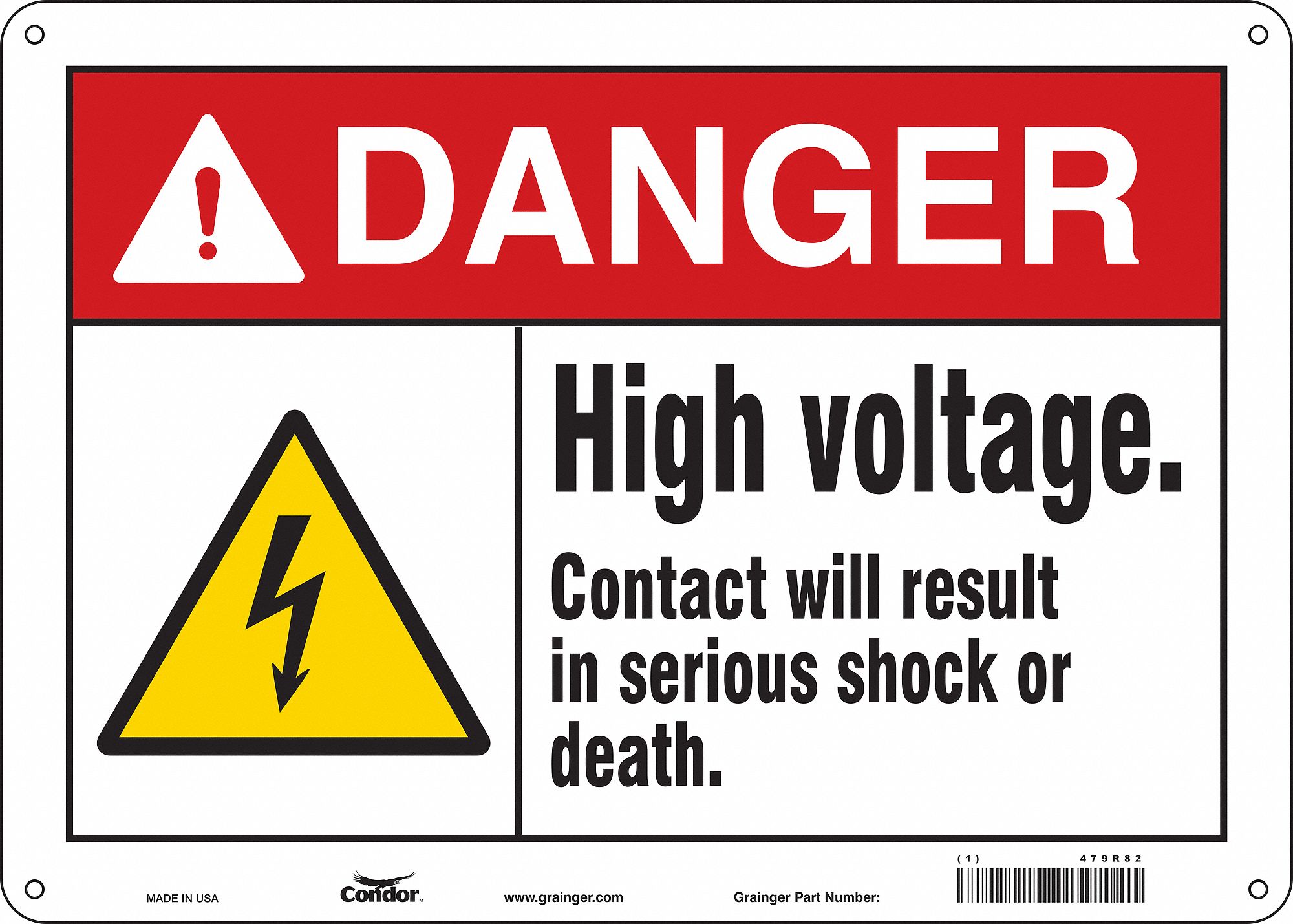 Safety Sign: Aluminum, Mounting Holes Sign Mounting, 10 in x 14 in Nominal Sign Size, 0.032 in Thick