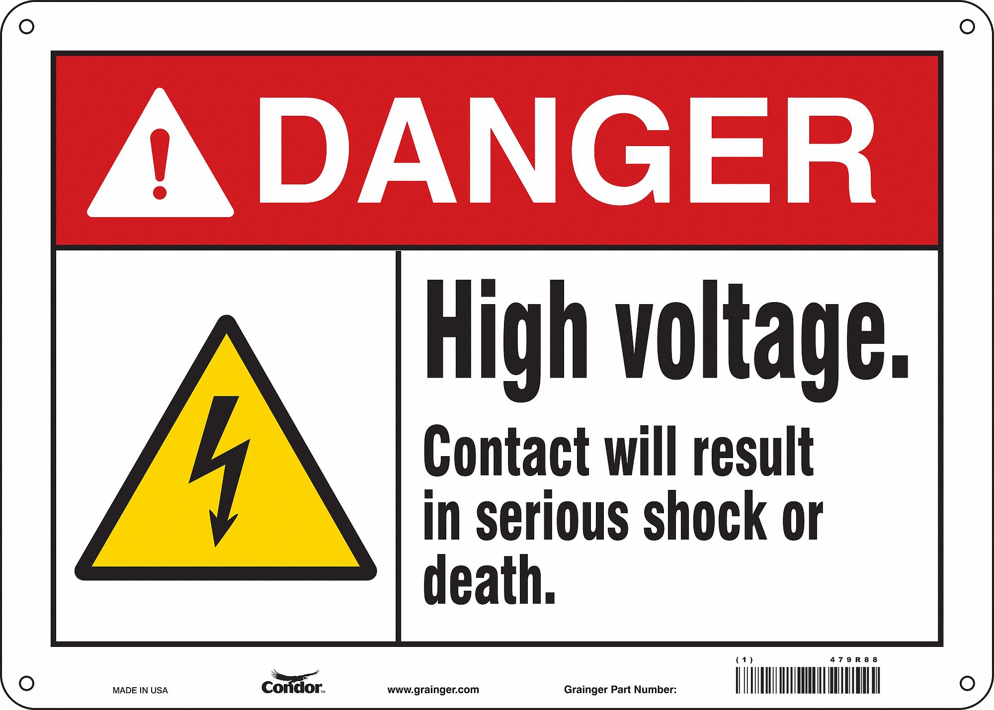 Safety Sign: Polyethylene, Mounting Holes Sign Mounting, 10 in x 14 in Nominal Sign Size, Danger