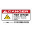 Danger: High Voltage. Contact Will Result In Serious Shock Or Death. Signs