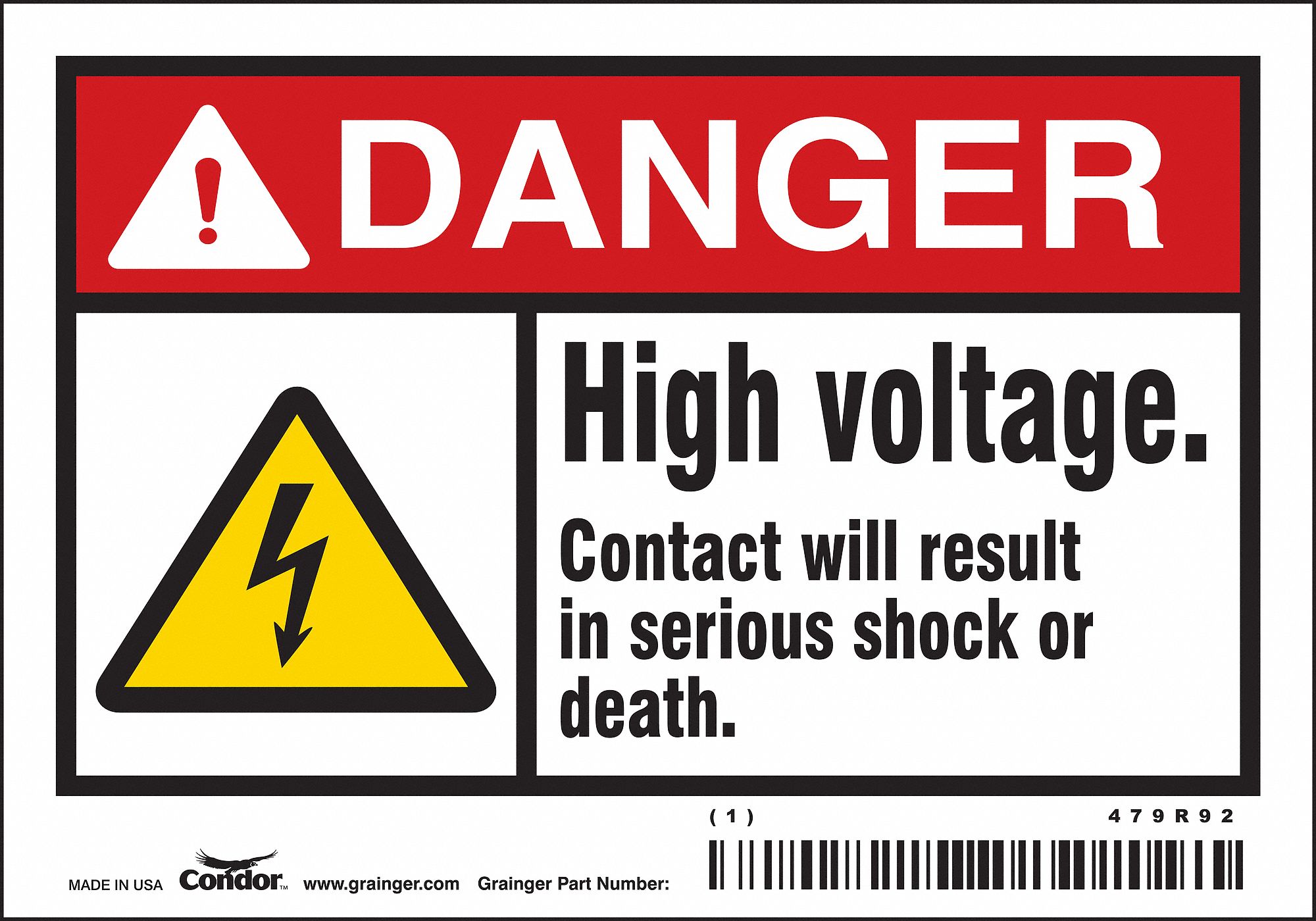 Safety Sign: Vinyl, Adhesive Sign Mounting, 3 1/2 in x 5 in Nominal Sign Size, Not Retroreflective