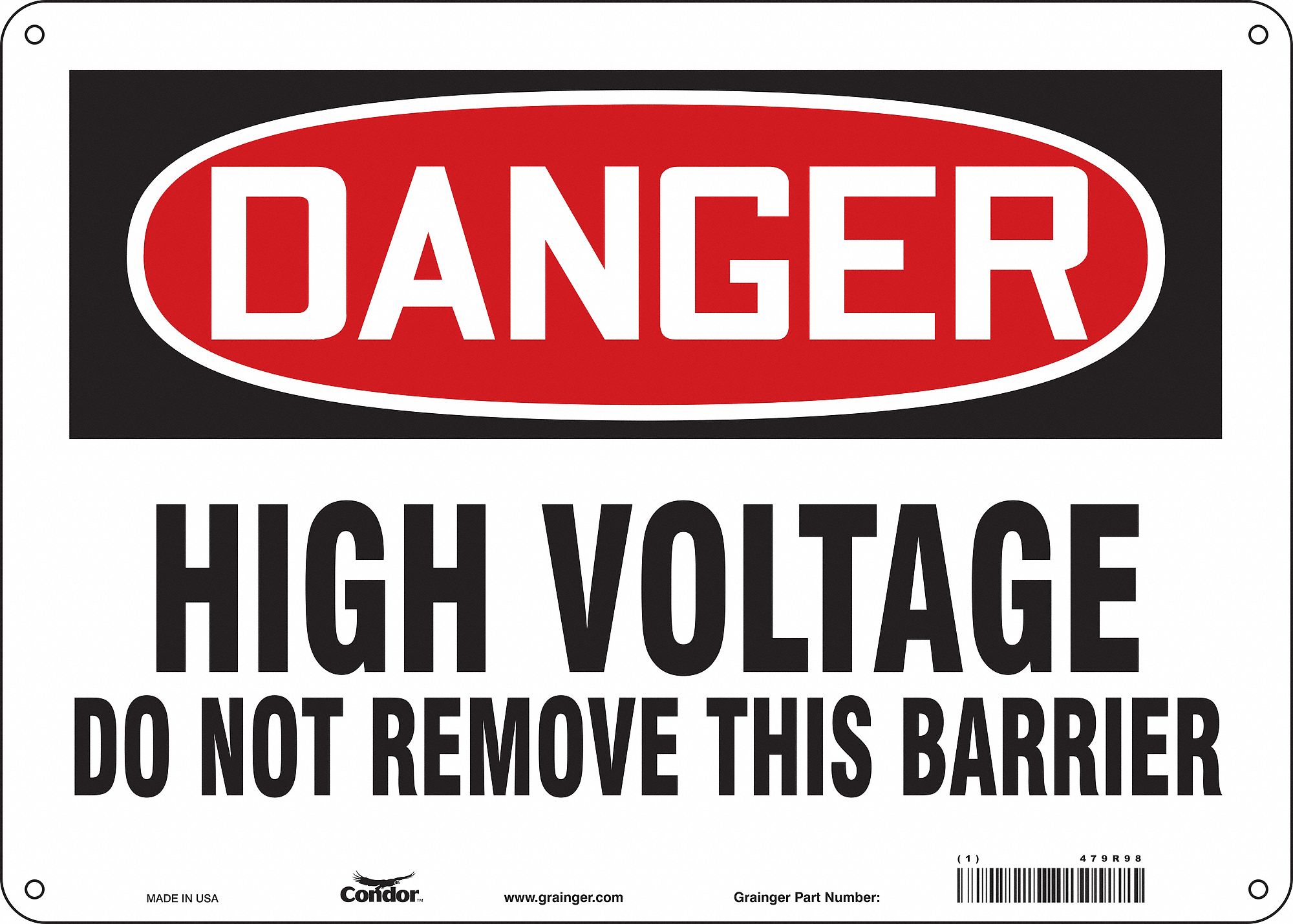 Safety Sign: Polyethylene, Mounting Holes Sign Mounting, 10 in x 14 in Nominal Sign Size, Danger