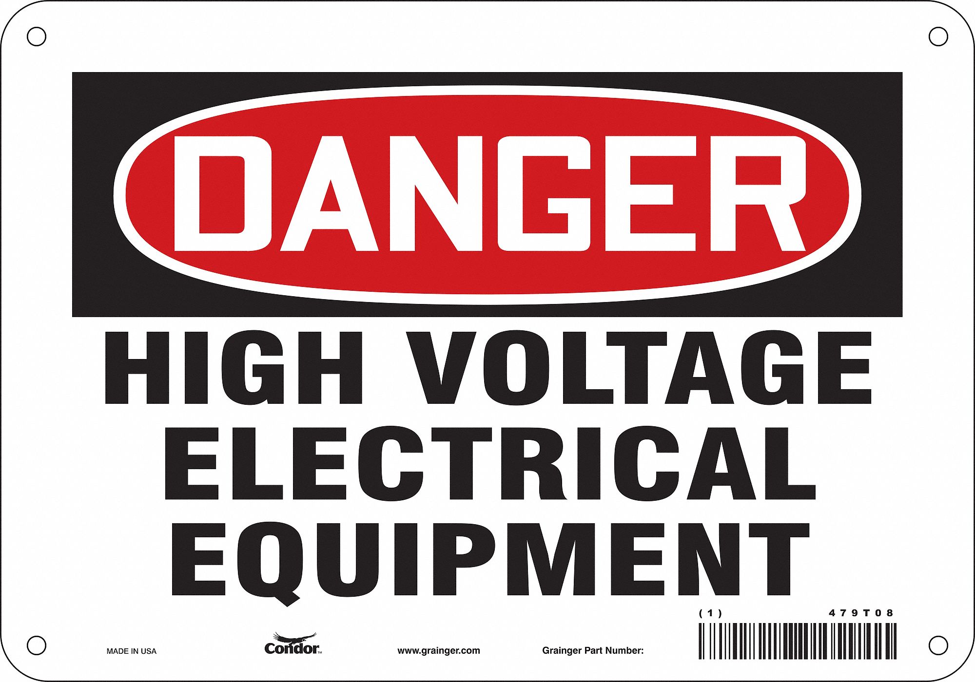 Safety Sign: Polyethylene, Mounting Holes Sign Mounting, 7 in x 10 in Nominal Sign Size, Danger
