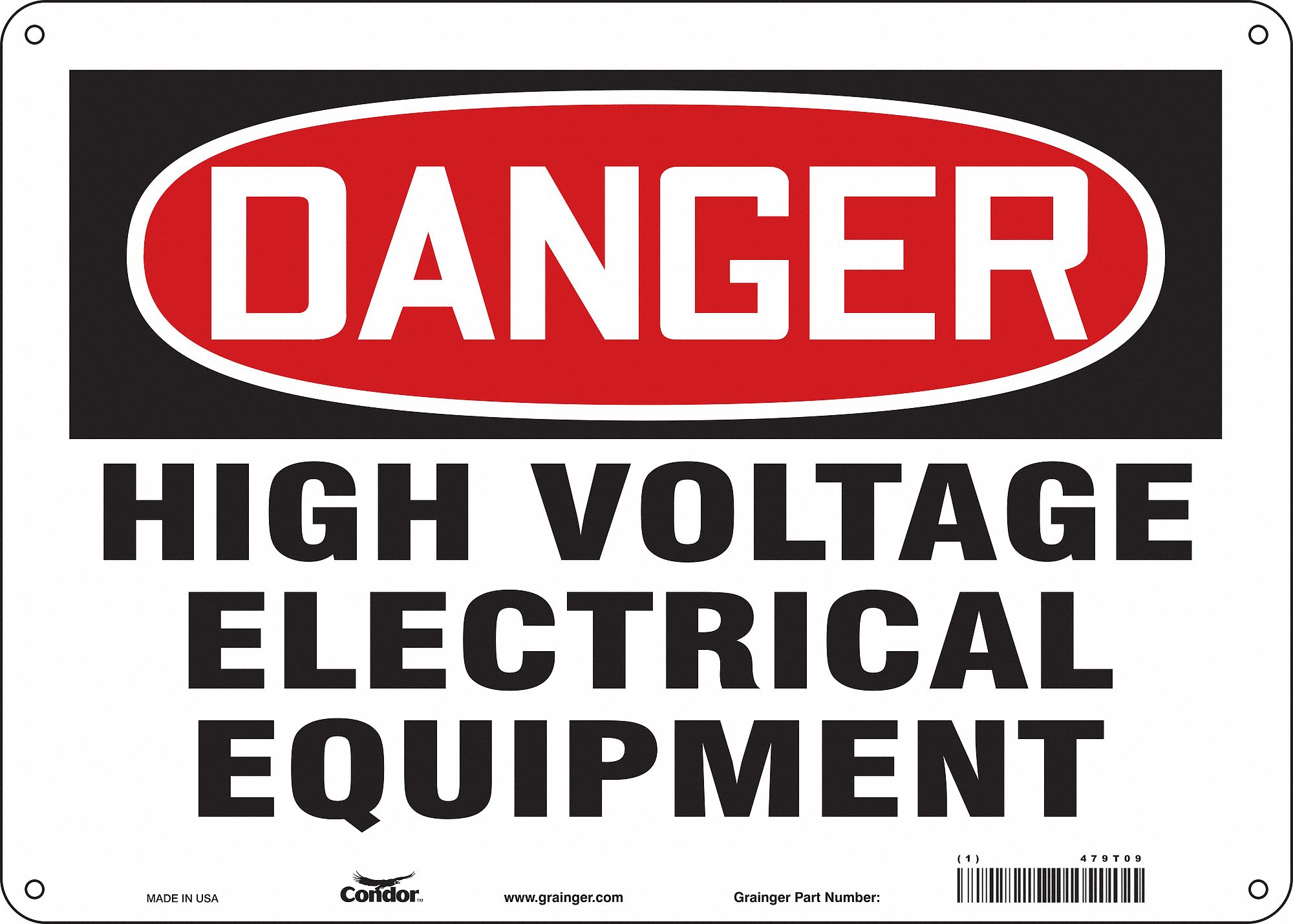 Safety Sign: Polyethylene, Mounting Holes Sign Mounting, 10 in x 14 in Nominal Sign Size, Danger