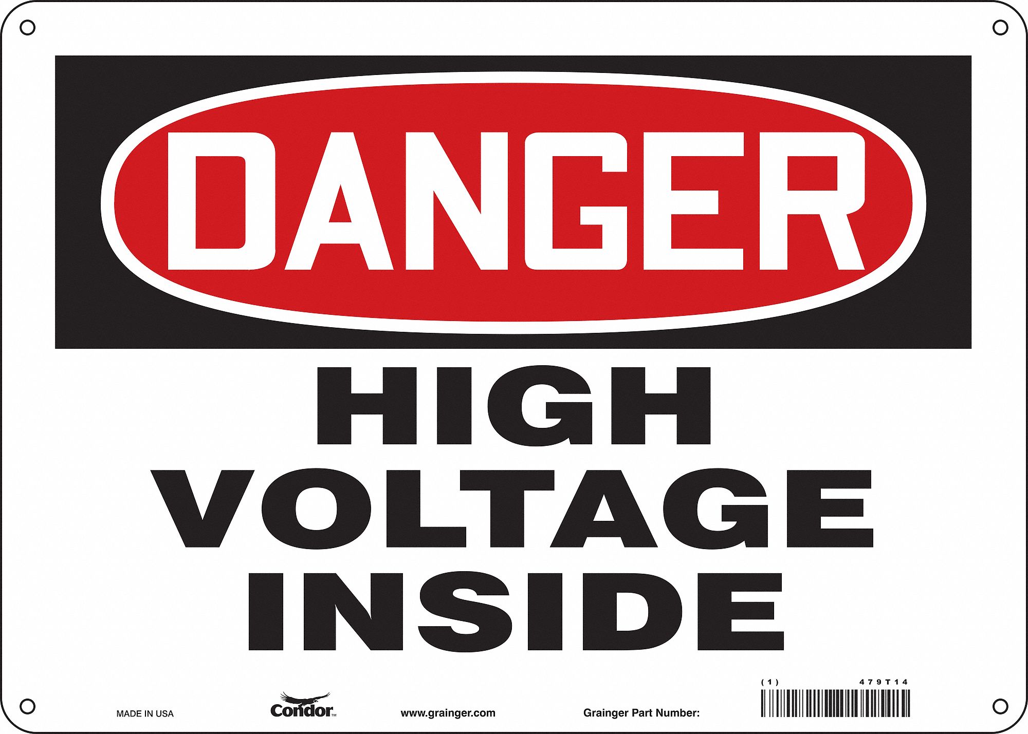 Safety Sign: Aluminum, Mounting Holes Sign Mounting, 10 in x 14 in Nominal Sign Size, 0.032 in Thick