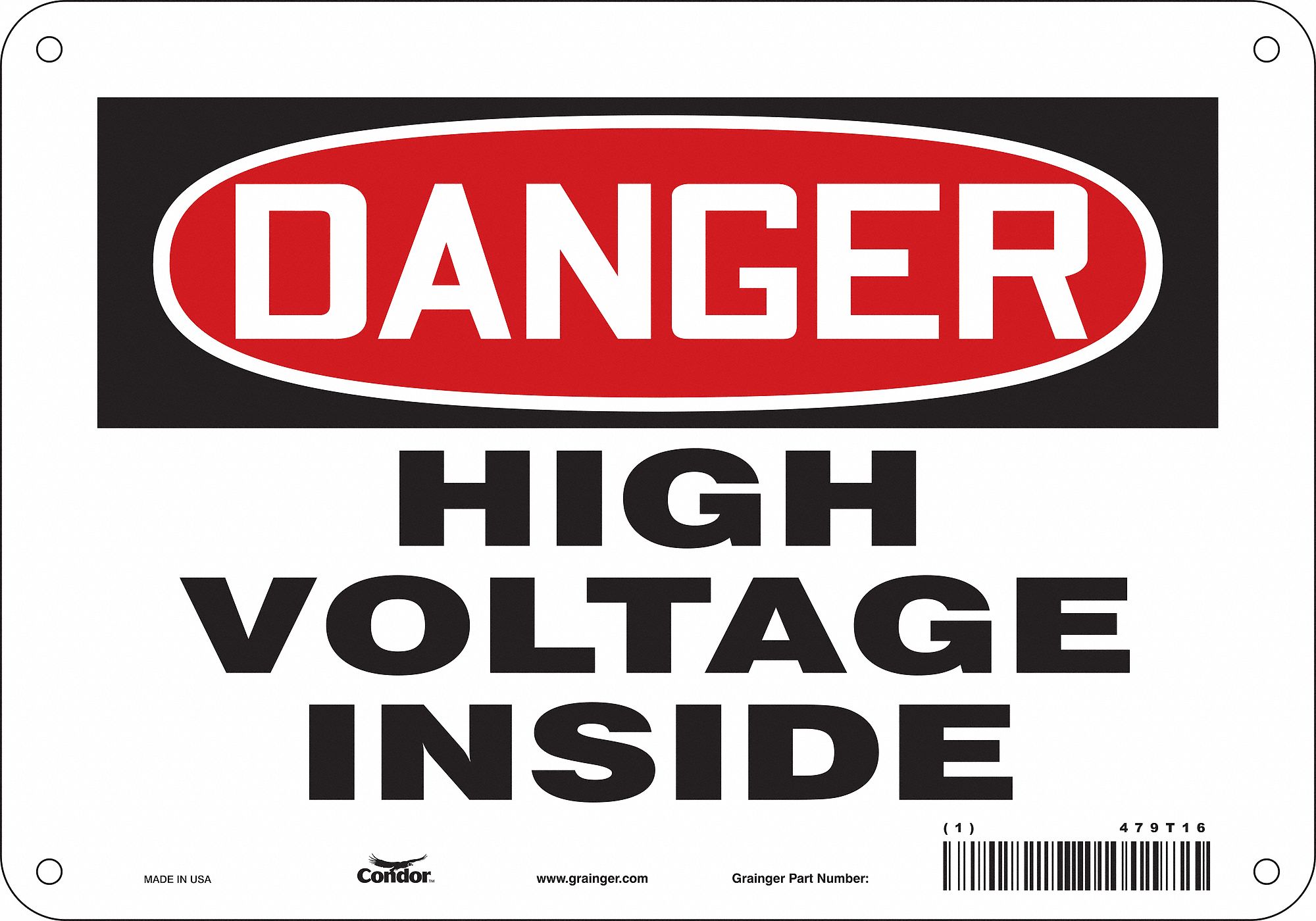 Safety Sign: Polyethylene, Mounting Holes Sign Mounting, 7 in x 10 in Nominal Sign Size, Danger