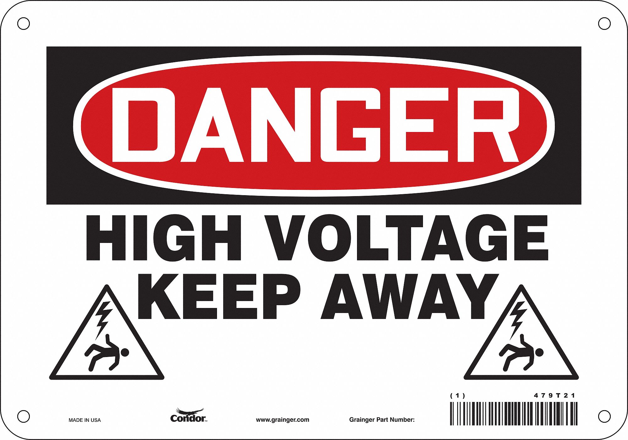 Safety Sign: Aluminum, Mounting Holes Sign Mounting, 7 in x 10 in Nominal Sign Size, 0.032 in Thick