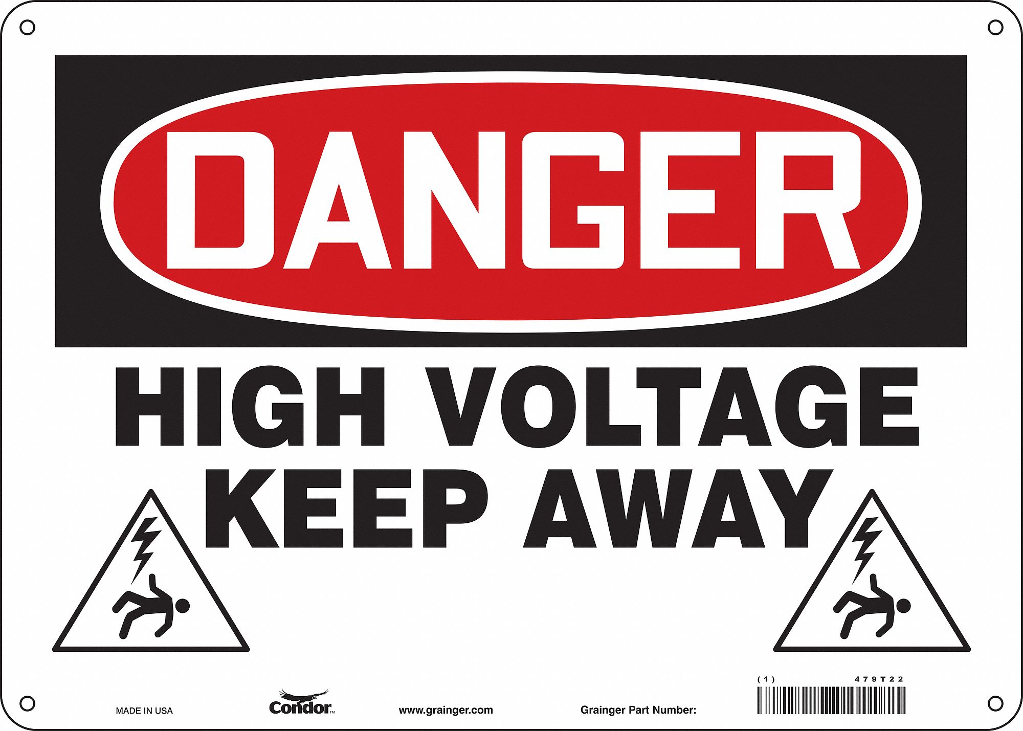 Safety Sign: Aluminum, Mounting Holes Sign Mounting, 10 in x 14 in Nominal Sign Size, 0.032 in Thick