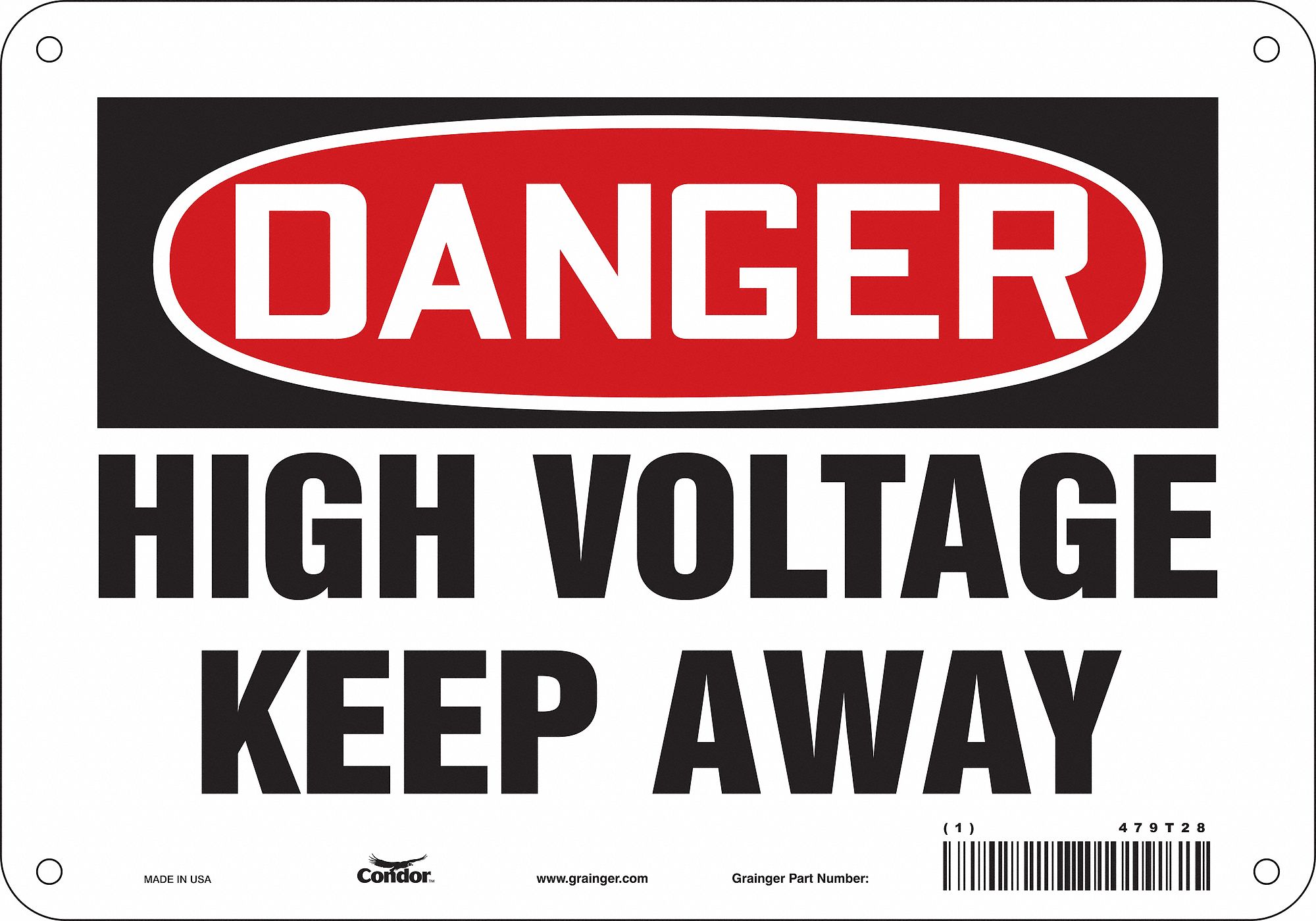 Safety Sign: Aluminum, Mounting Holes Sign Mounting, 7 in x 10 in Nominal Sign Size, 0.032 in Thick