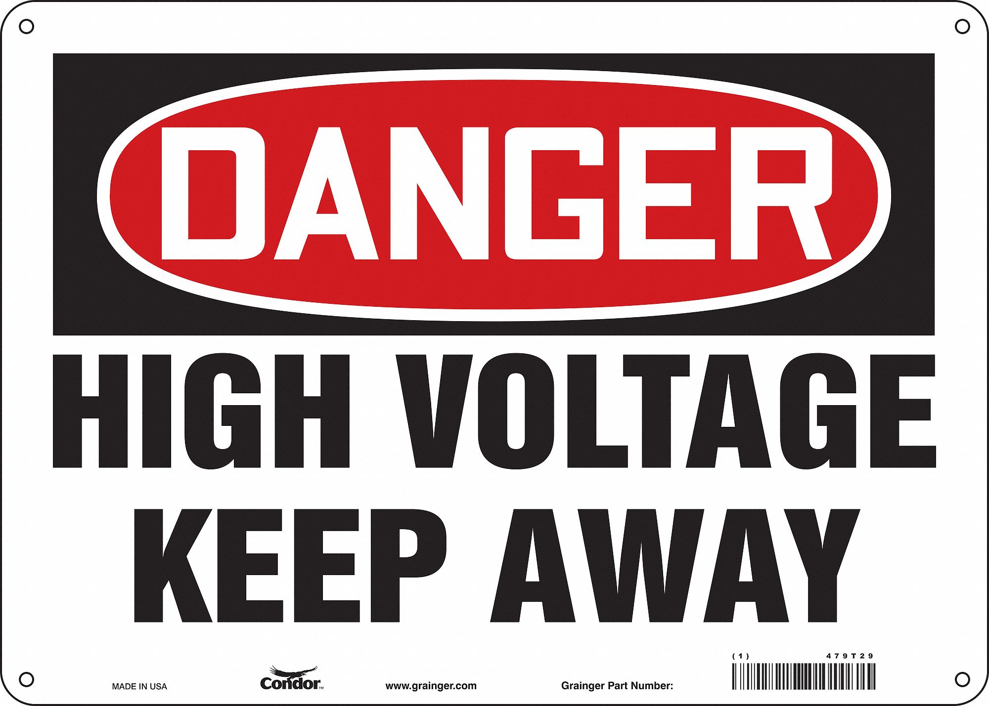 Safety Sign: Aluminum, Mounting Holes Sign Mounting, 10 in x 14 in Nominal Sign Size, 0.032 in Thick
