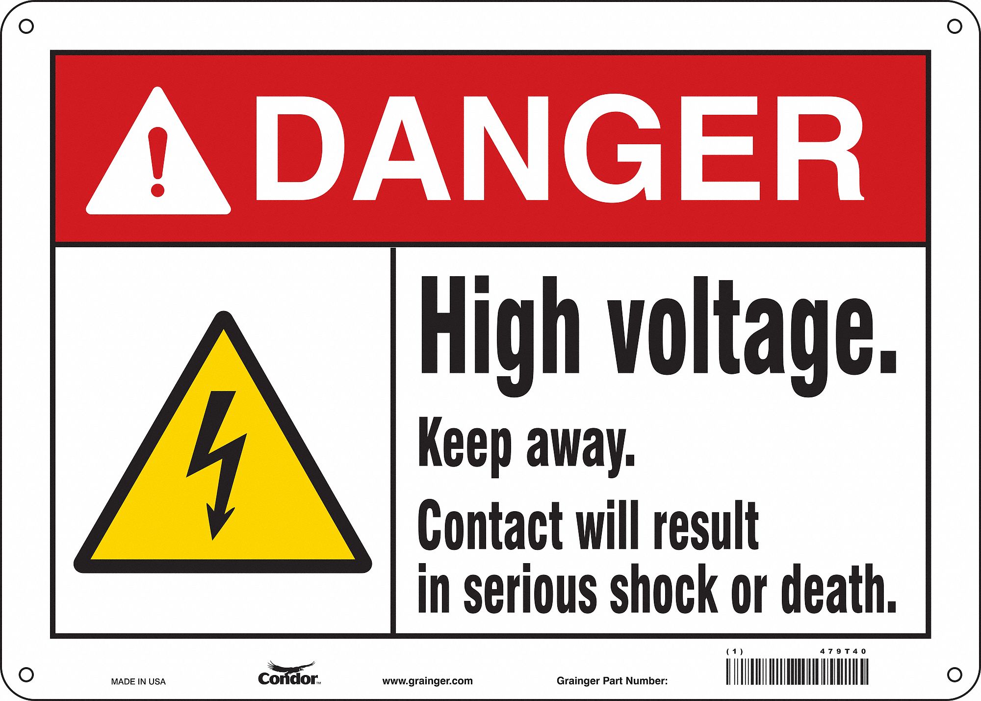 Safety Sign: Aluminum, Mounting Holes Sign Mounting, 10 in x 14 in Nominal Sign Size, 0.032 in Thick