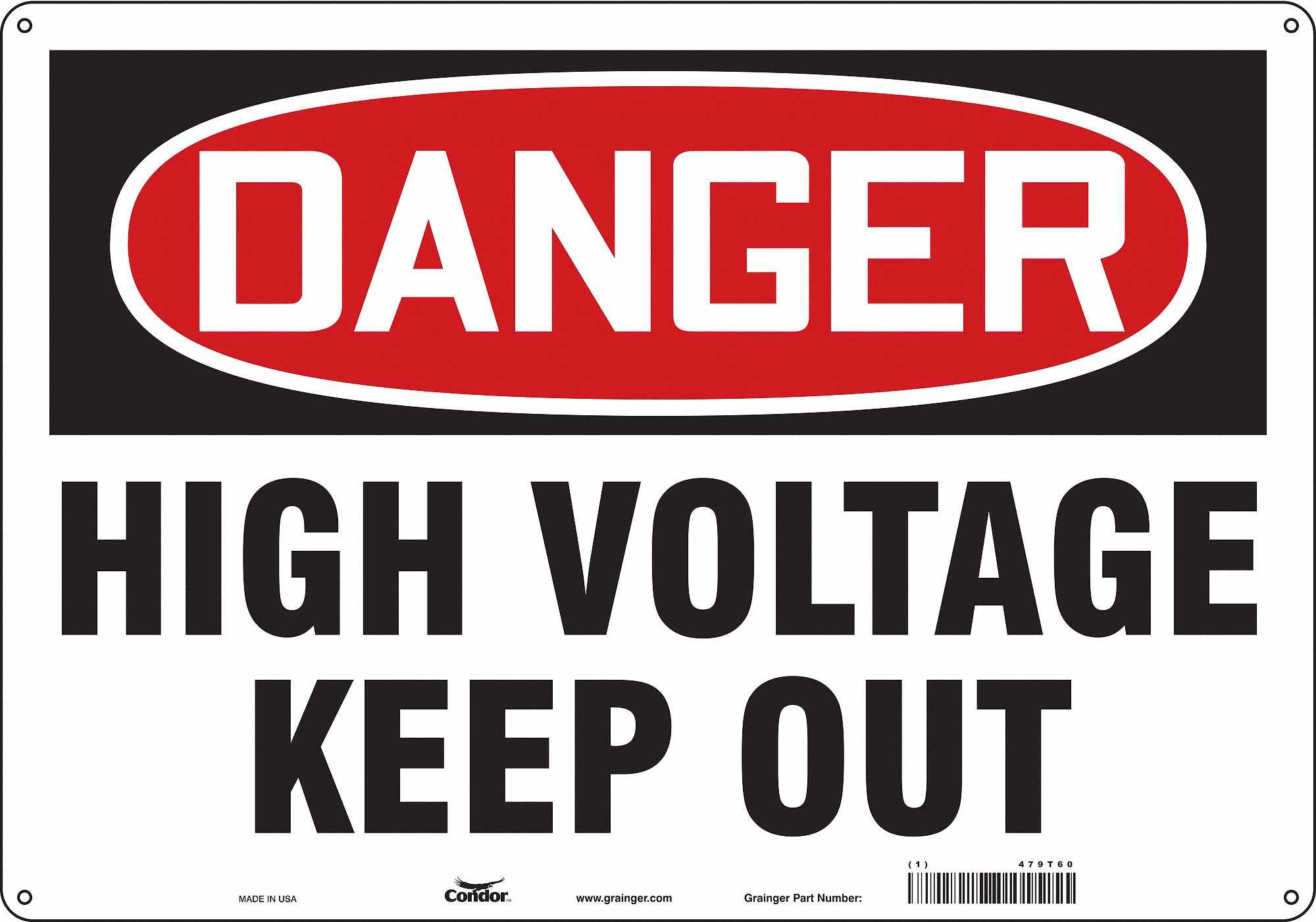 Safety Sign: Aluminum, Mounting Holes Sign Mounting, 14 in x 20 in Nominal Sign Size, 0.032 in Thick