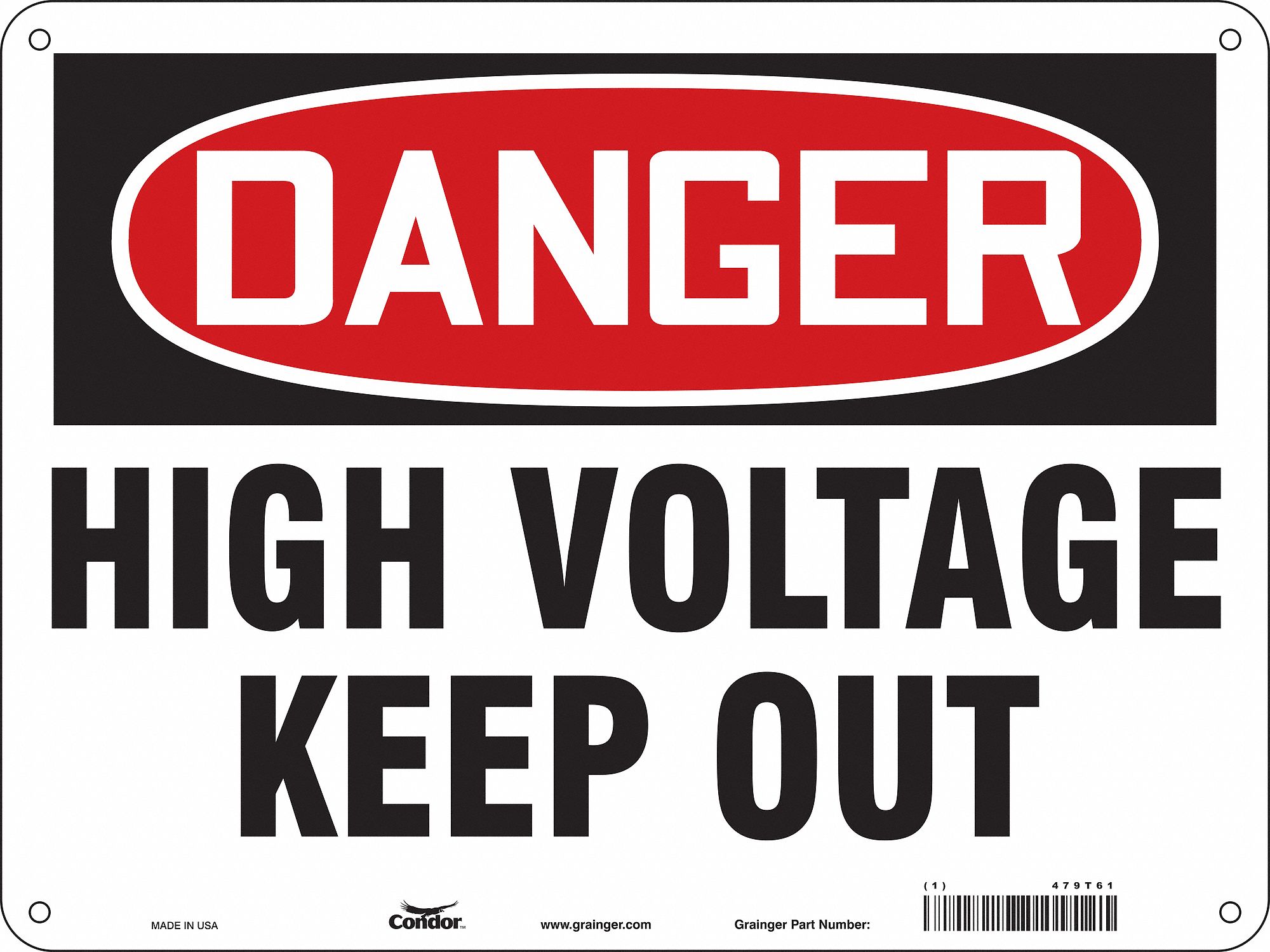 Safety Sign: Aluminum, Mounting Holes Sign Mounting, 18 in x 24 in Nominal Sign Size, 0.032 in Thick