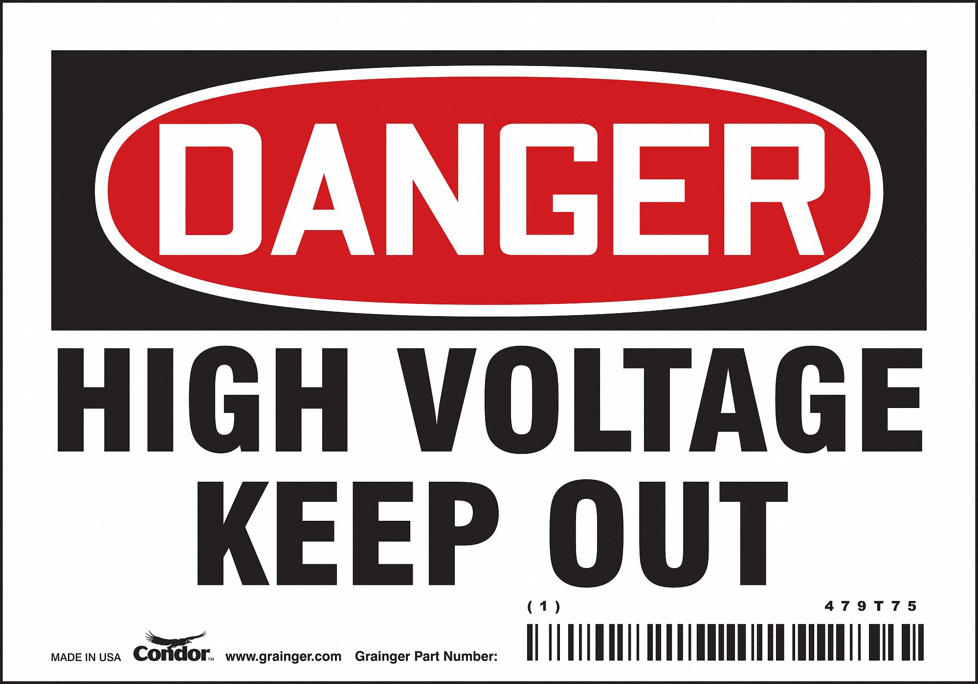 Safety Sign: Vinyl, Adhesive Sign Mounting, 3 1/2 in x 5 in Nominal Sign Size, Not Retroreflective