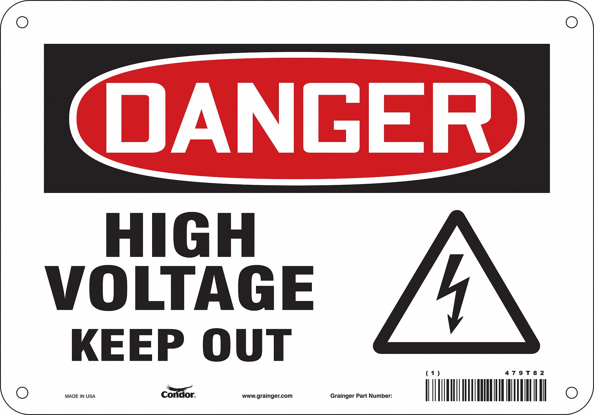 Safety Sign: Aluminum, Mounting Holes Sign Mounting, 7 in x 10 in Nominal Sign Size, 0.032 in Thick