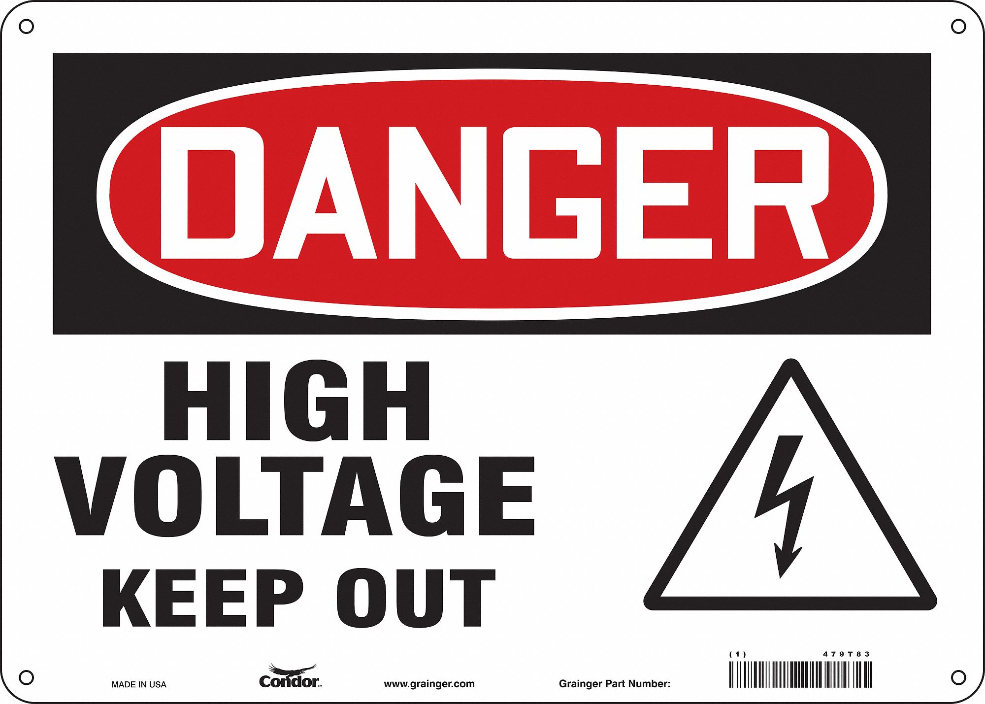 Safety Sign: Aluminum, Mounting Holes Sign Mounting, 10 in x 14 in Nominal Sign Size, 0.032 in Thick