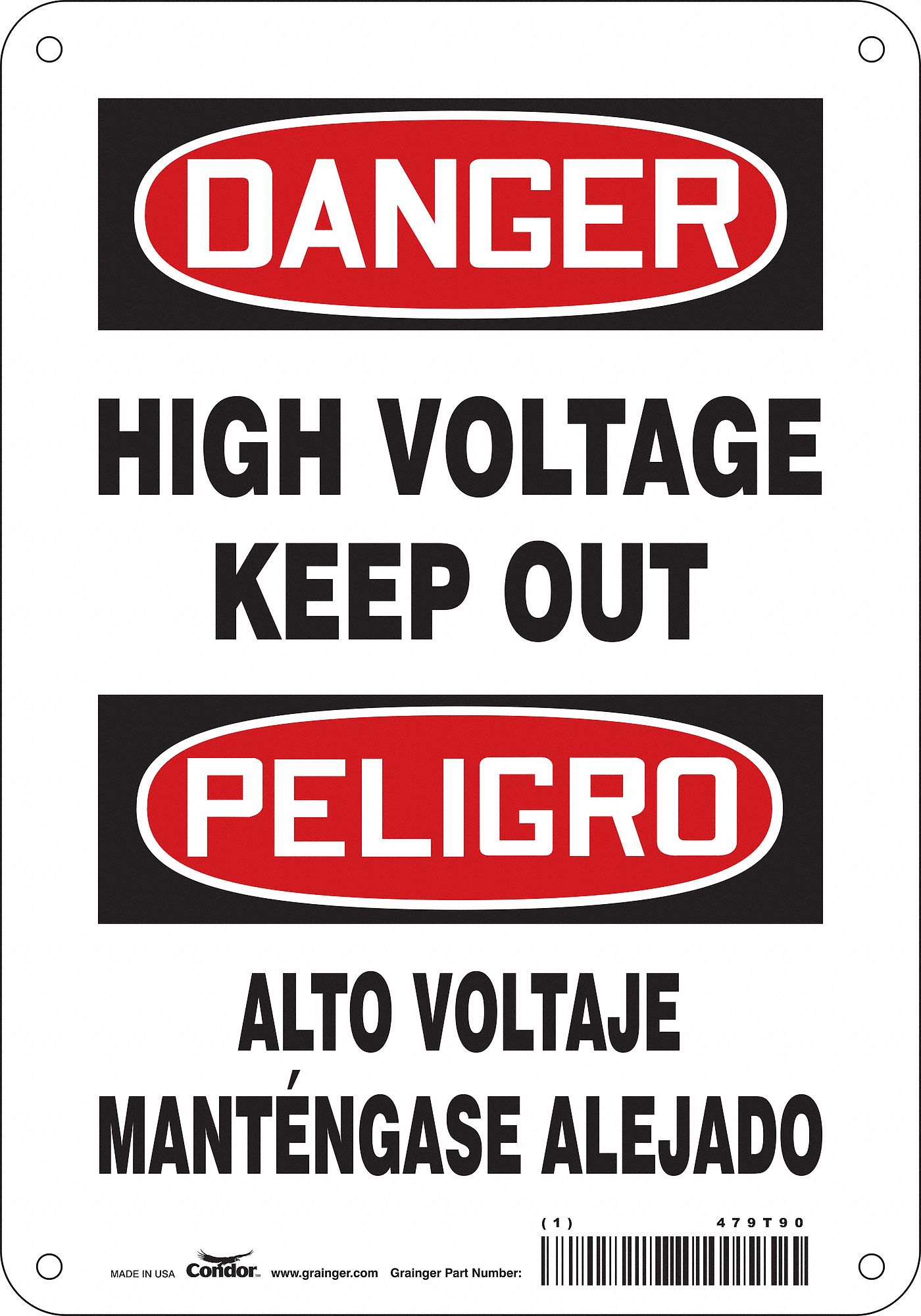 Safety Sign: Aluminum, Mounting Holes Sign Mounting, 10 in x 7 in Nominal Sign Size, 0.032 in Thick