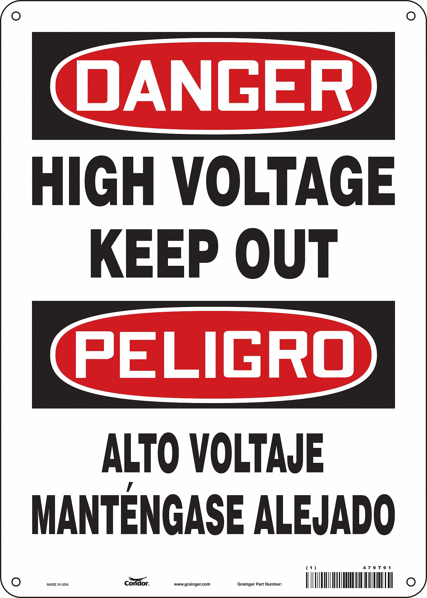 Safety Sign: Aluminum, Mounting Holes Sign Mounting, 14 in x 10 in Nominal Sign Size, 0.032 in Thick