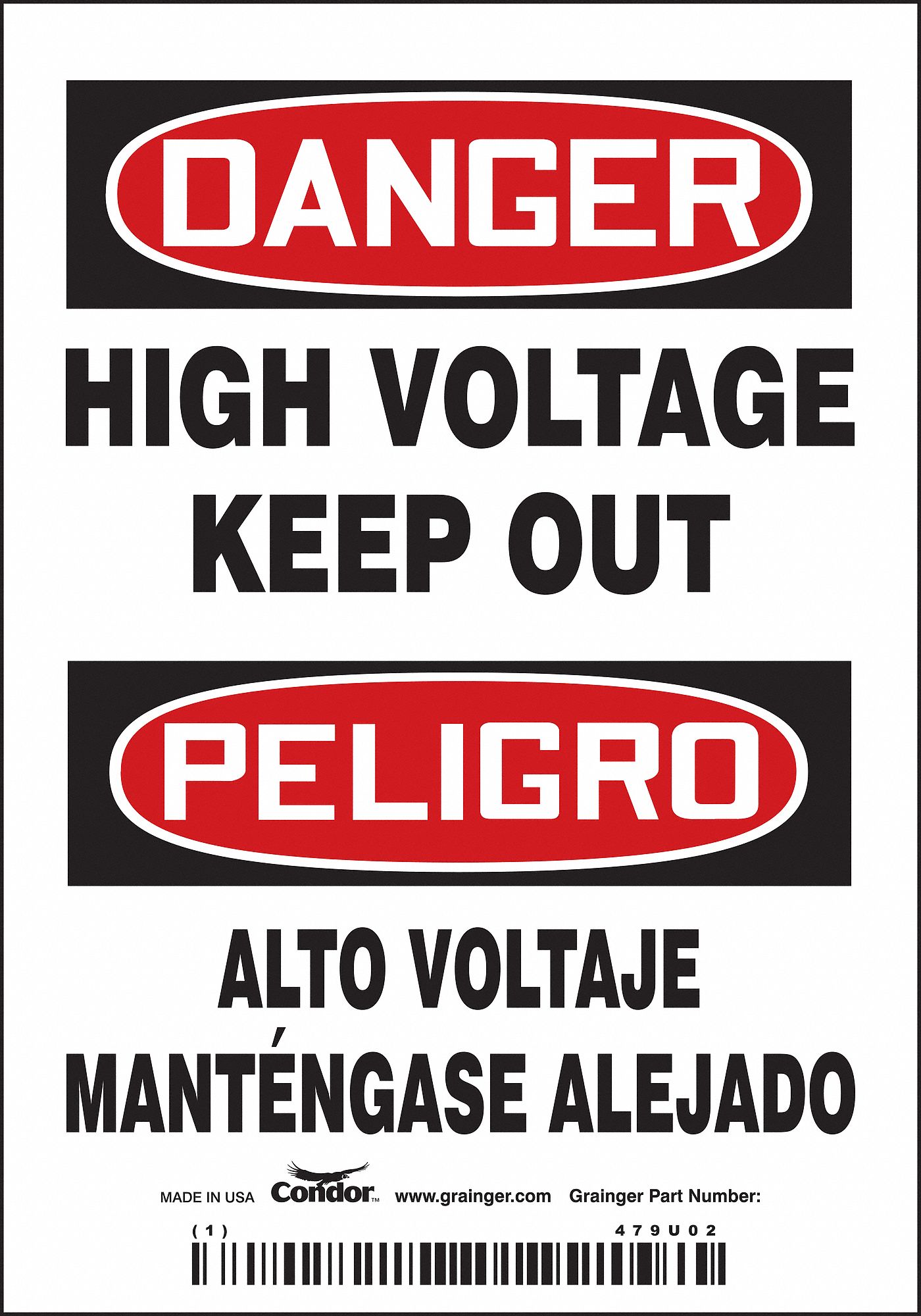 Safety Sign: Vinyl, Adhesive Sign Mounting, 3 1/2 in x 5 in Nominal Sign Size, Not Retroreflective