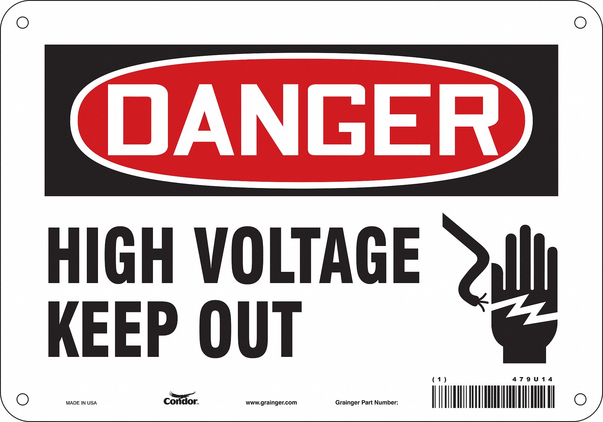Safety Sign: Aluminum, Mounting Holes Sign Mounting, 7 in x 10 in Nominal Sign Size, 0.032 in Thick