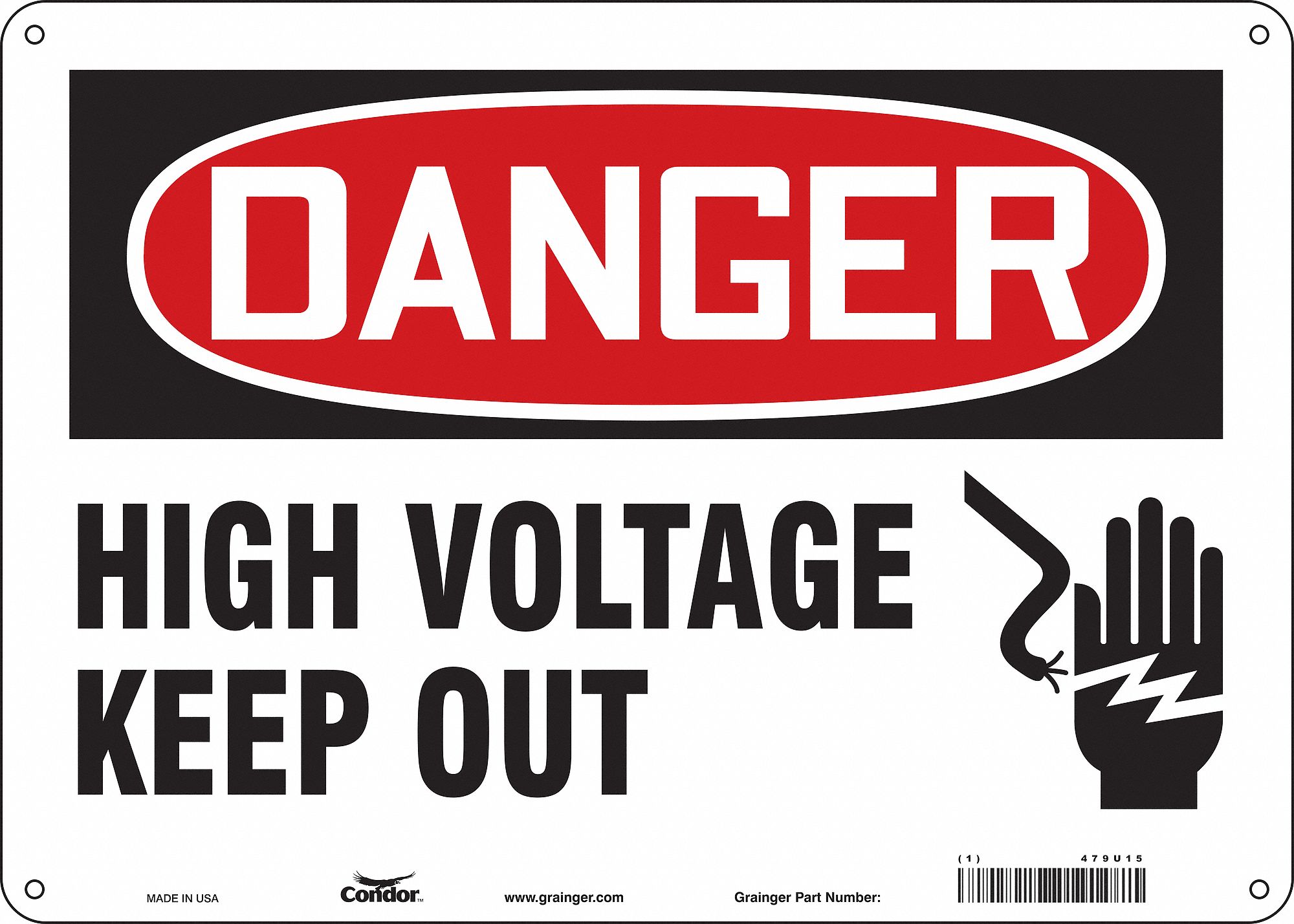 Safety Sign: Aluminum, Mounting Holes Sign Mounting, 10 in x 14 in Nominal Sign Size, 0.032 in Thick