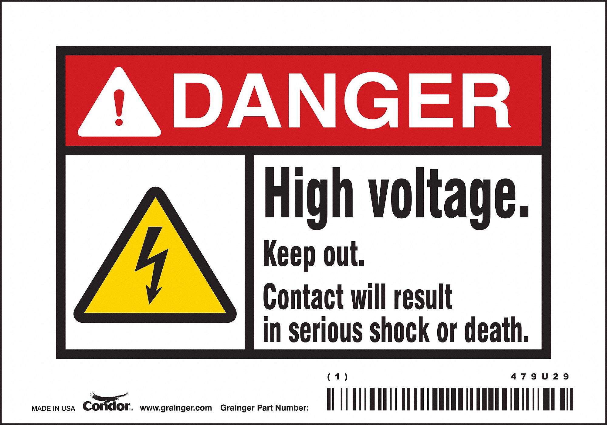 Safety Sign: Vinyl, Adhesive Sign Mounting, 3 1/2 in x 5 in Nominal Sign Size, Not Retroreflective