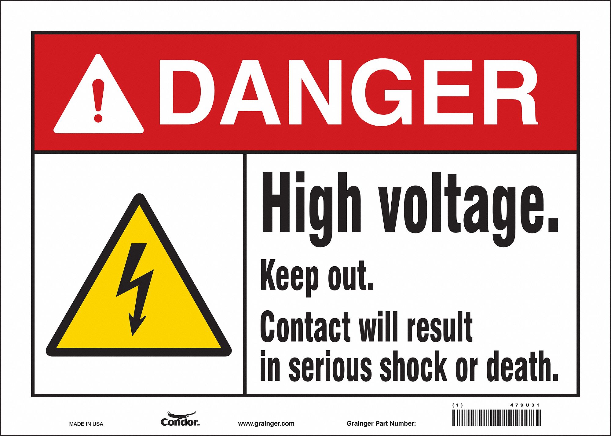 Safety Sign: Vinyl, Adhesive Sign Mounting, 10 in x 14 in Nominal Sign Size, Not Retroreflective