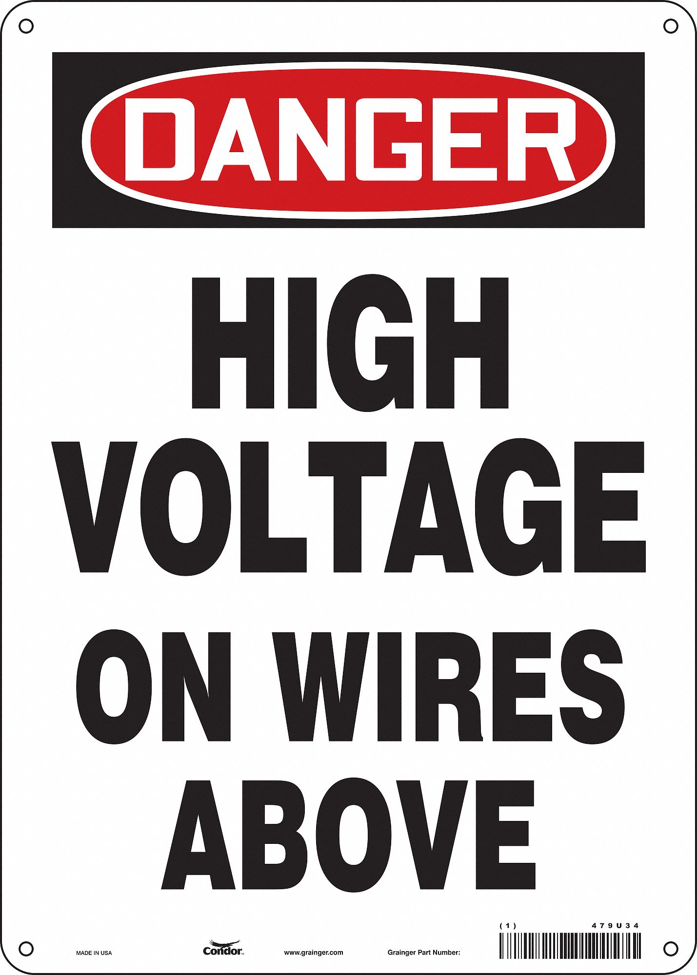 Safety Sign: Aluminum, Mounting Holes Sign Mounting, 14 in x 10 in Nominal Sign Size, 0.032 in Thick
