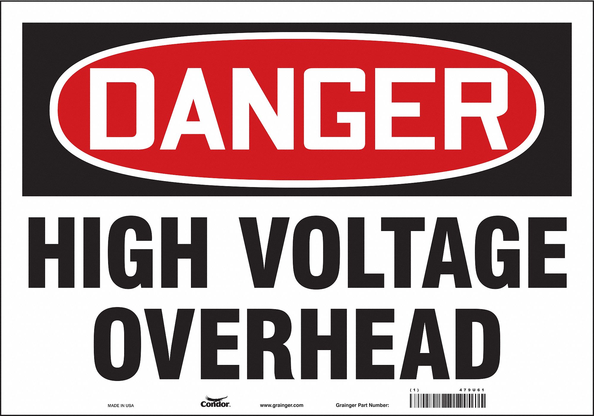 Safety Sign: Vinyl, Adhesive Sign Mounting, 14 in x 20 in Nominal Sign Size, Not Retroreflective