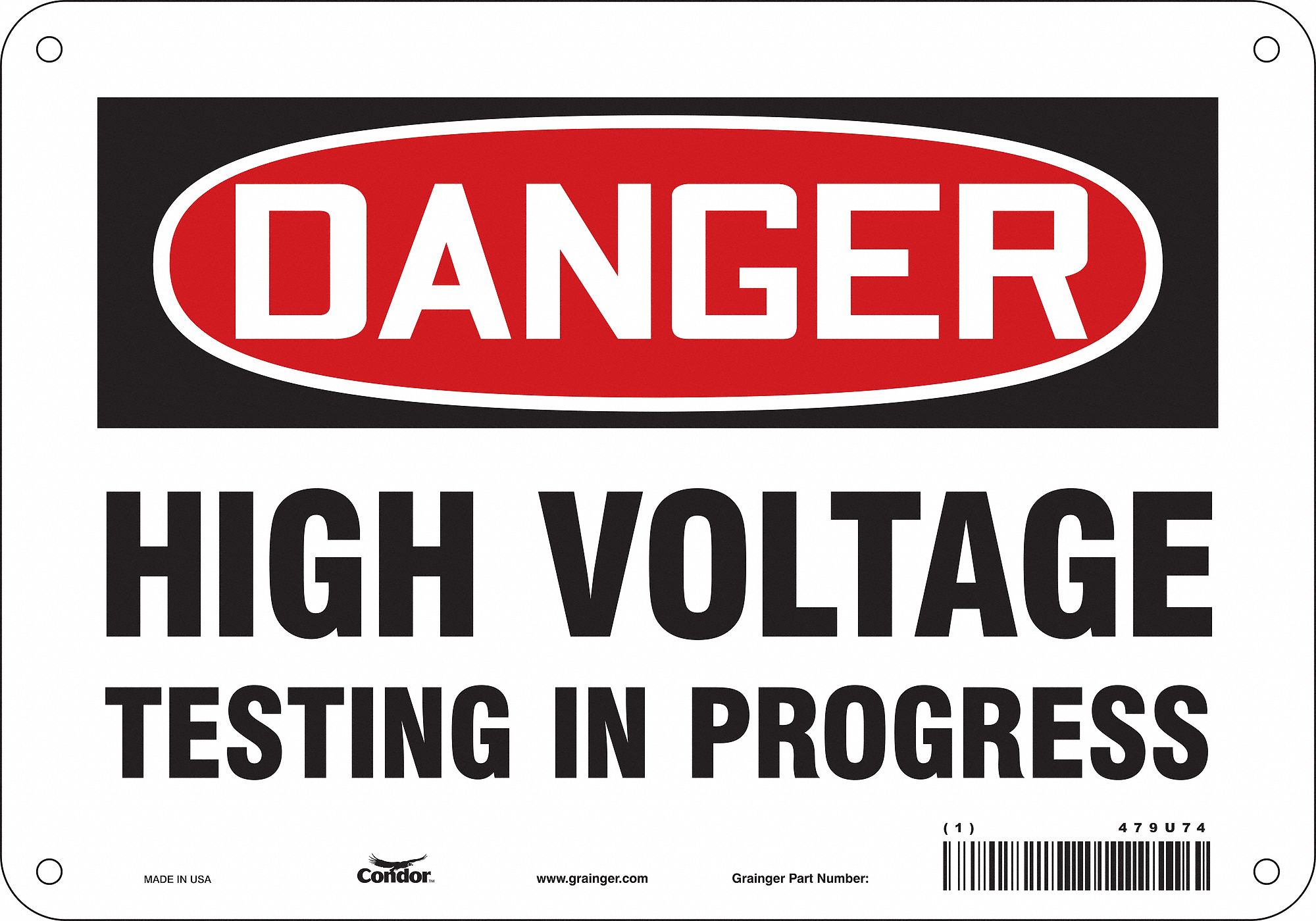 Safety Sign: Polyethylene, Mounting Holes Sign Mounting, 7 in x 10 in Nominal Sign Size, Danger