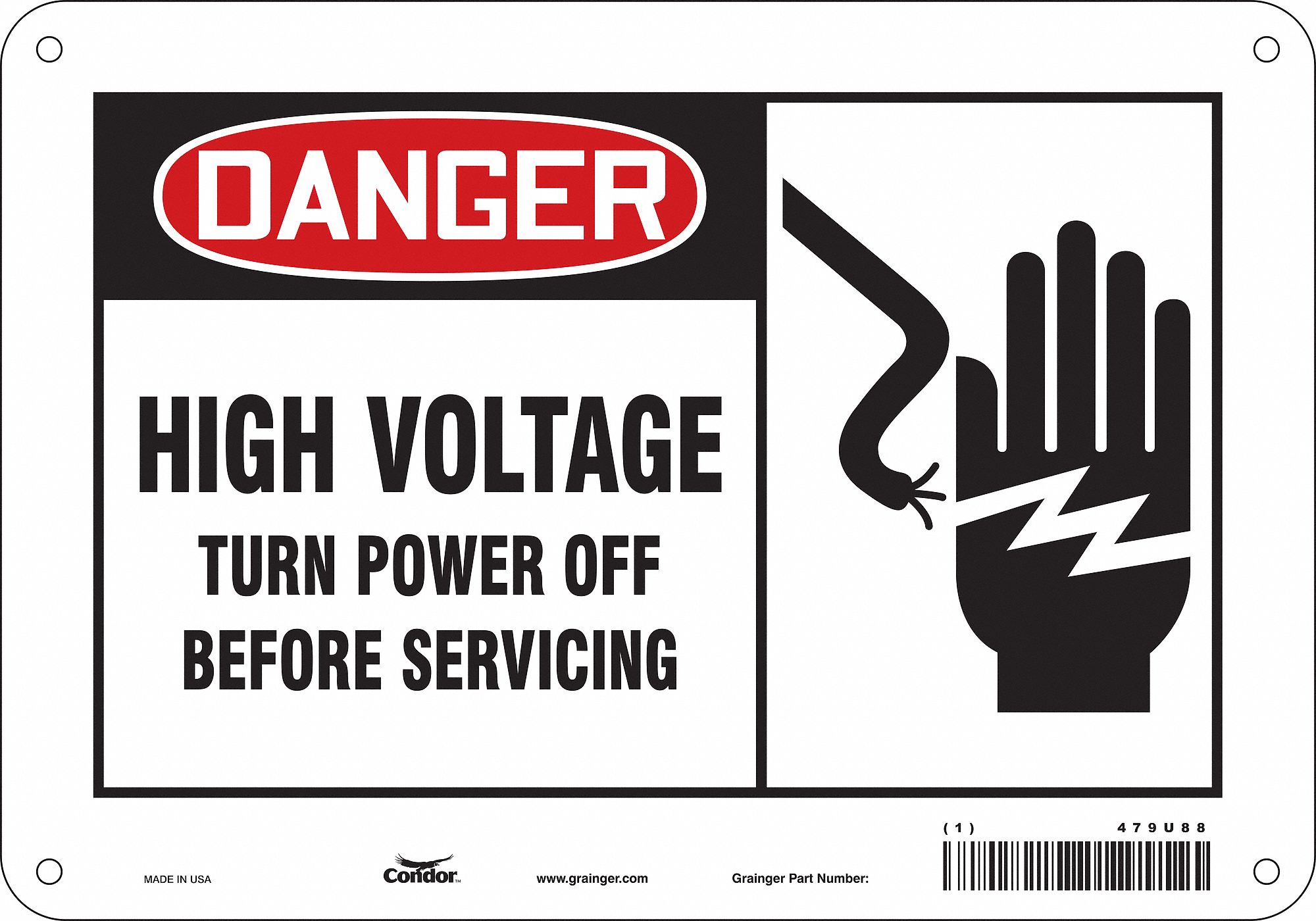 Safety Sign, 7 in x 10 in, Polyethylene