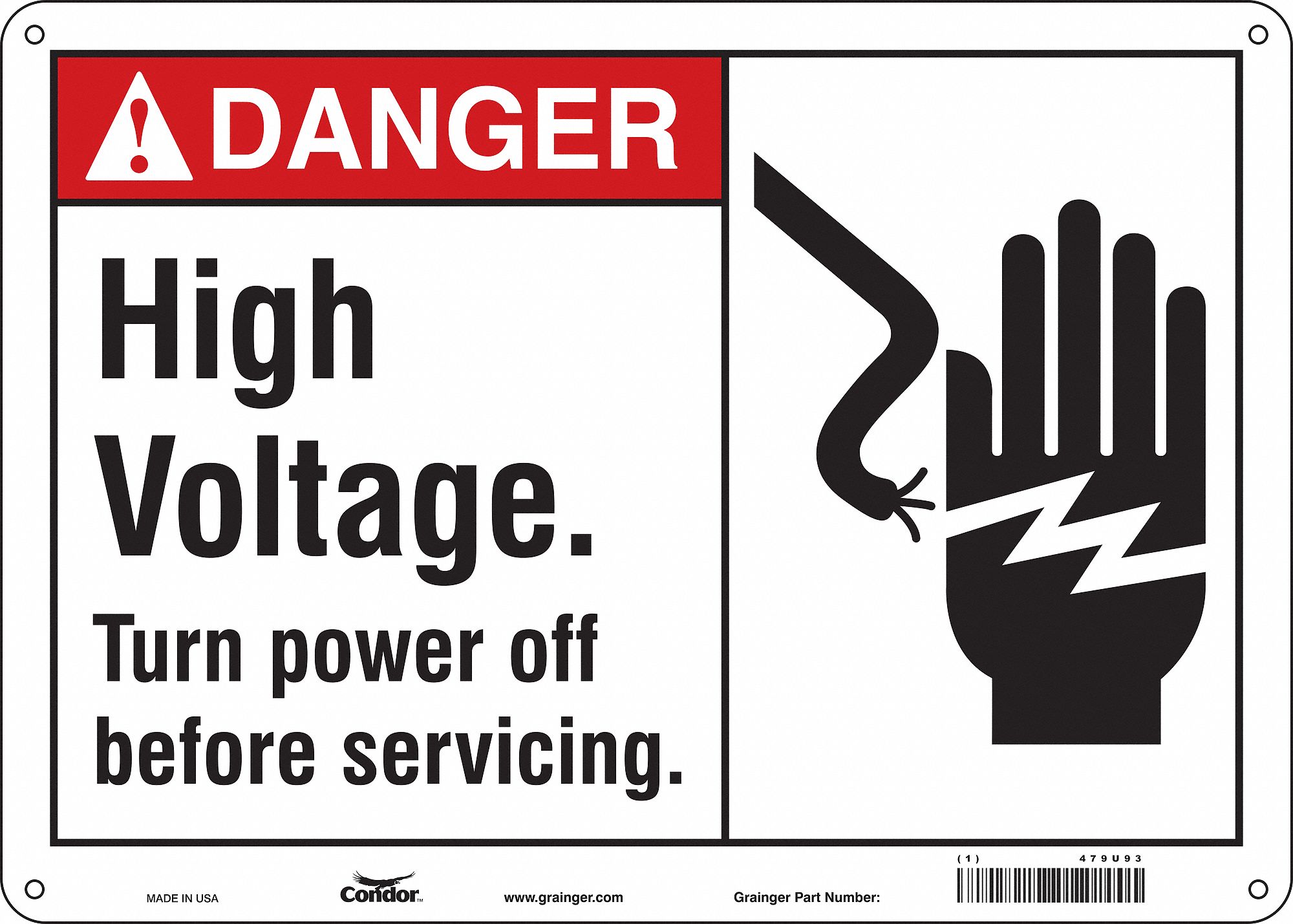 Safety Sign: Aluminum, Mounting Holes Sign Mounting, 10 in x 14 in Nominal Sign Size, 0.032 in Thick