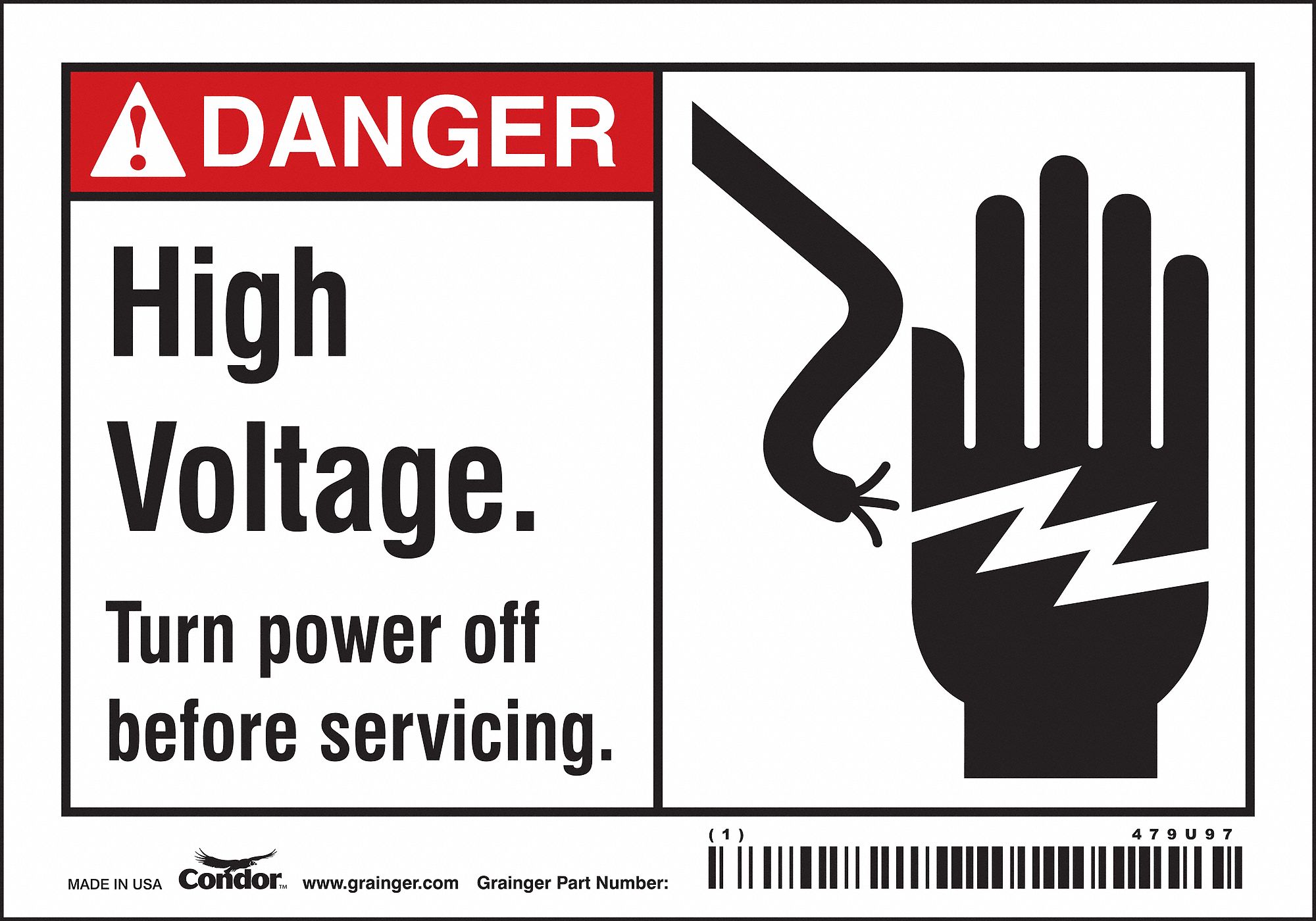 Safety Sign: Vinyl, Adhesive Sign Mounting, 3 1/2 in x 5 in Nominal Sign Size, Not Retroreflective