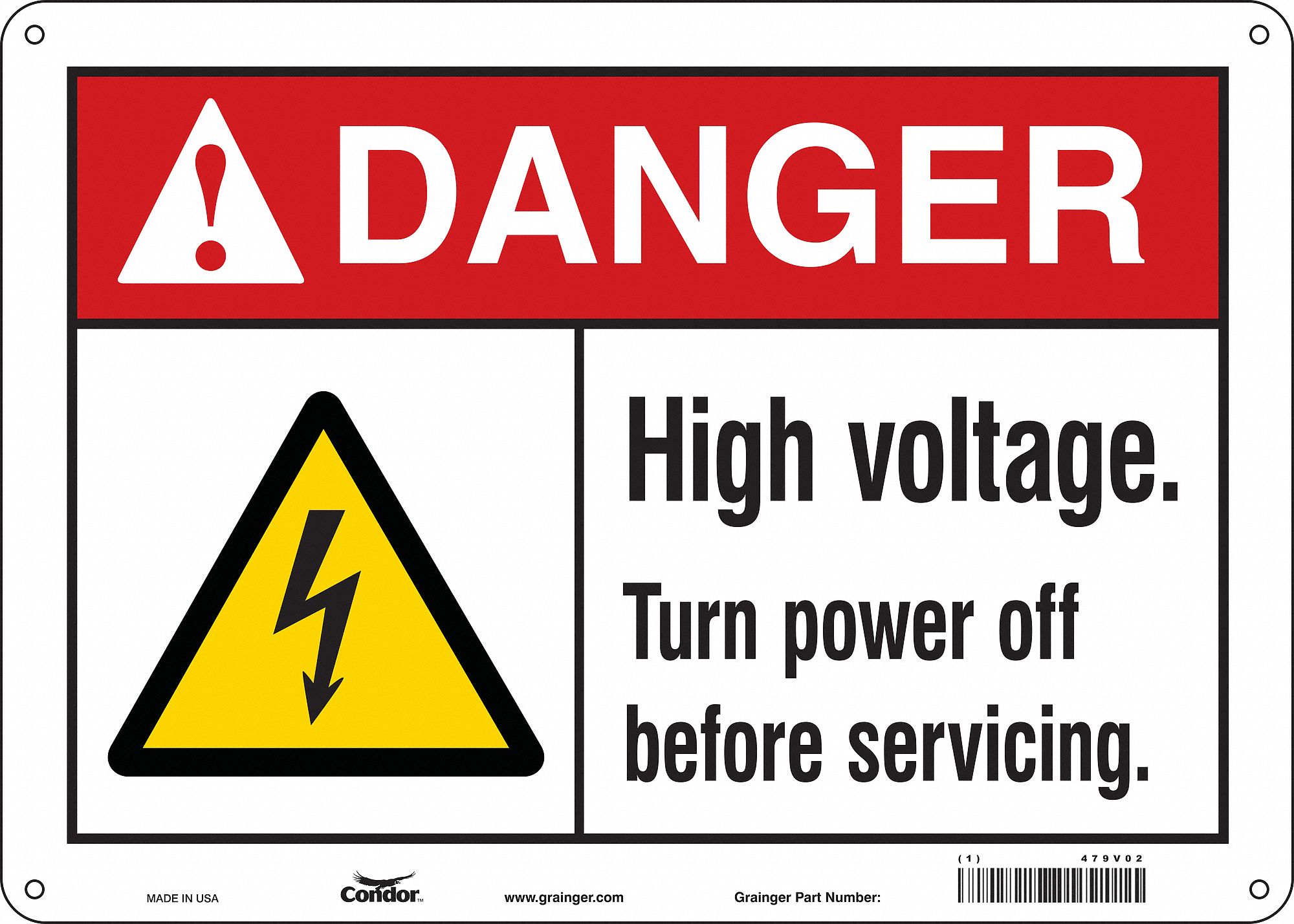 Safety Sign: Aluminum, Mounting Holes Sign Mounting, 10 in x 14 in Nominal Sign Size, 0.032 in Thick