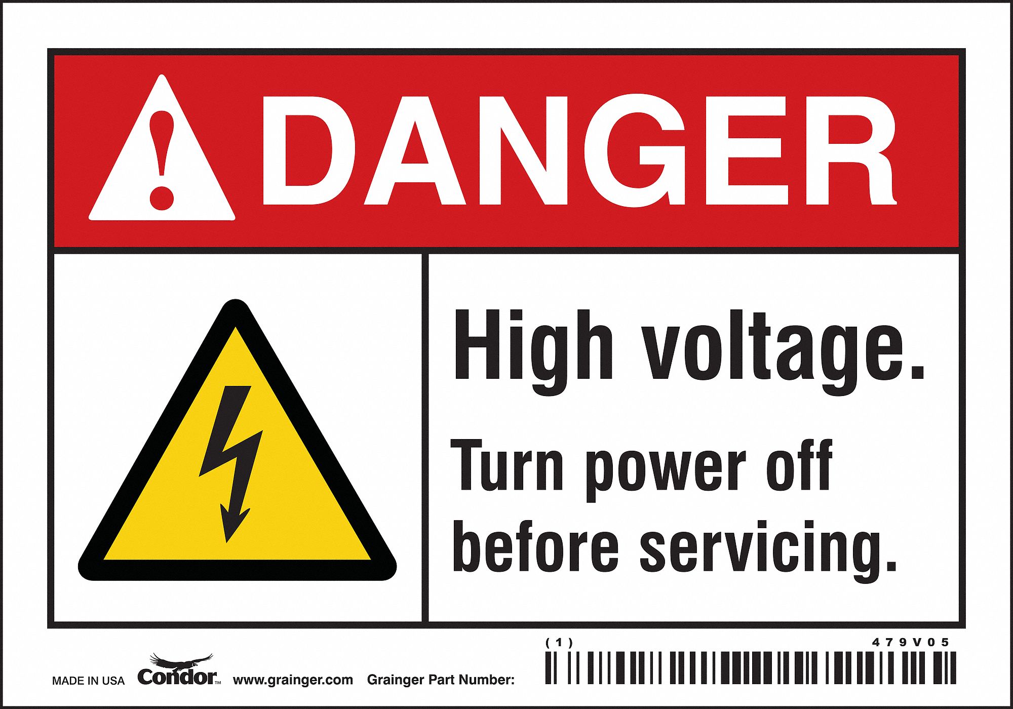 Safety Sign: Vinyl, Adhesive Sign Mounting, 3 1/2 in x 5 in Nominal Sign Size, Not Retroreflective