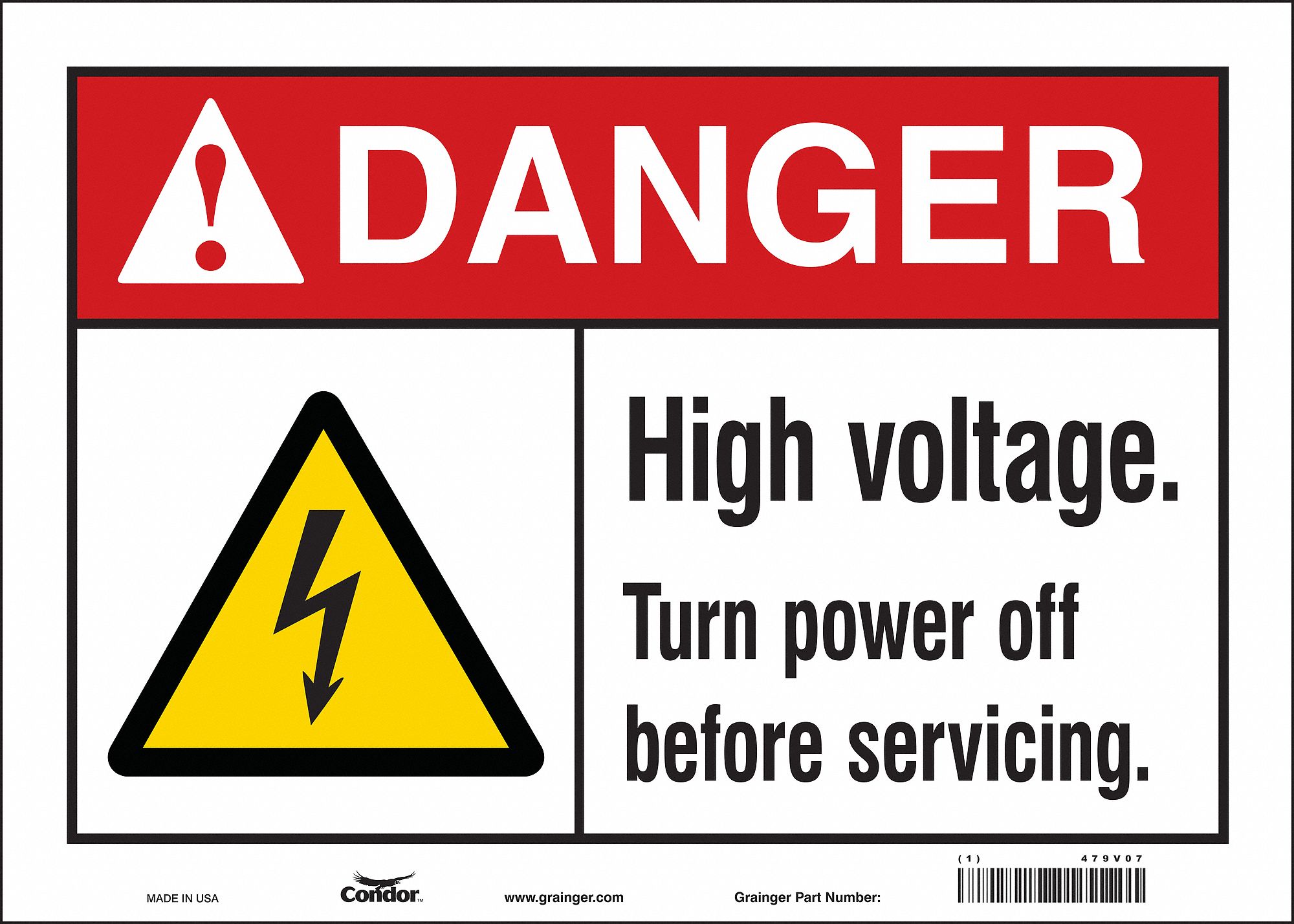 Safety Sign: Vinyl, Adhesive Sign Mounting, 10 in x 14 in Nominal Sign Size, Not Retroreflective