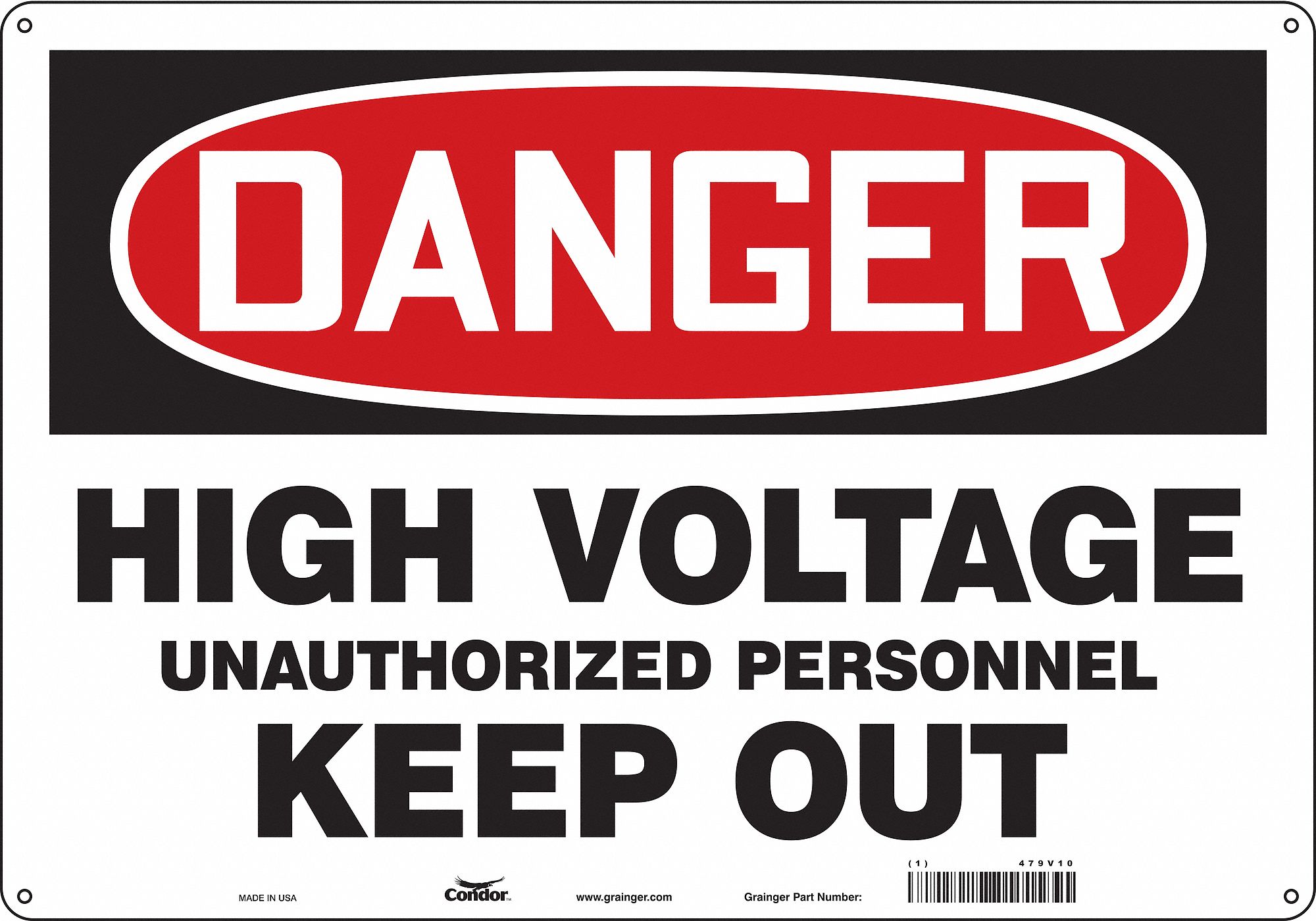 Safety Sign: Aluminum, Mounting Holes Sign Mounting, 14 in x 20 in Nominal Sign Size, 0.032 in Thick