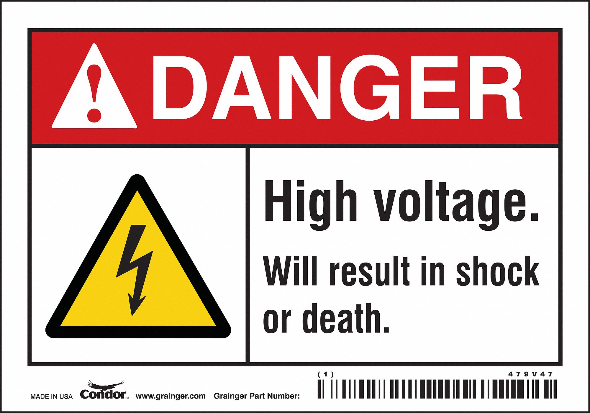Safety Sign: Vinyl, Adhesive Sign Mounting, 3 1/2 in x 5 in Nominal Sign Size, Not Retroreflective