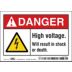 Danger: High Voltage. Will Result In Shock Or Death. Signs