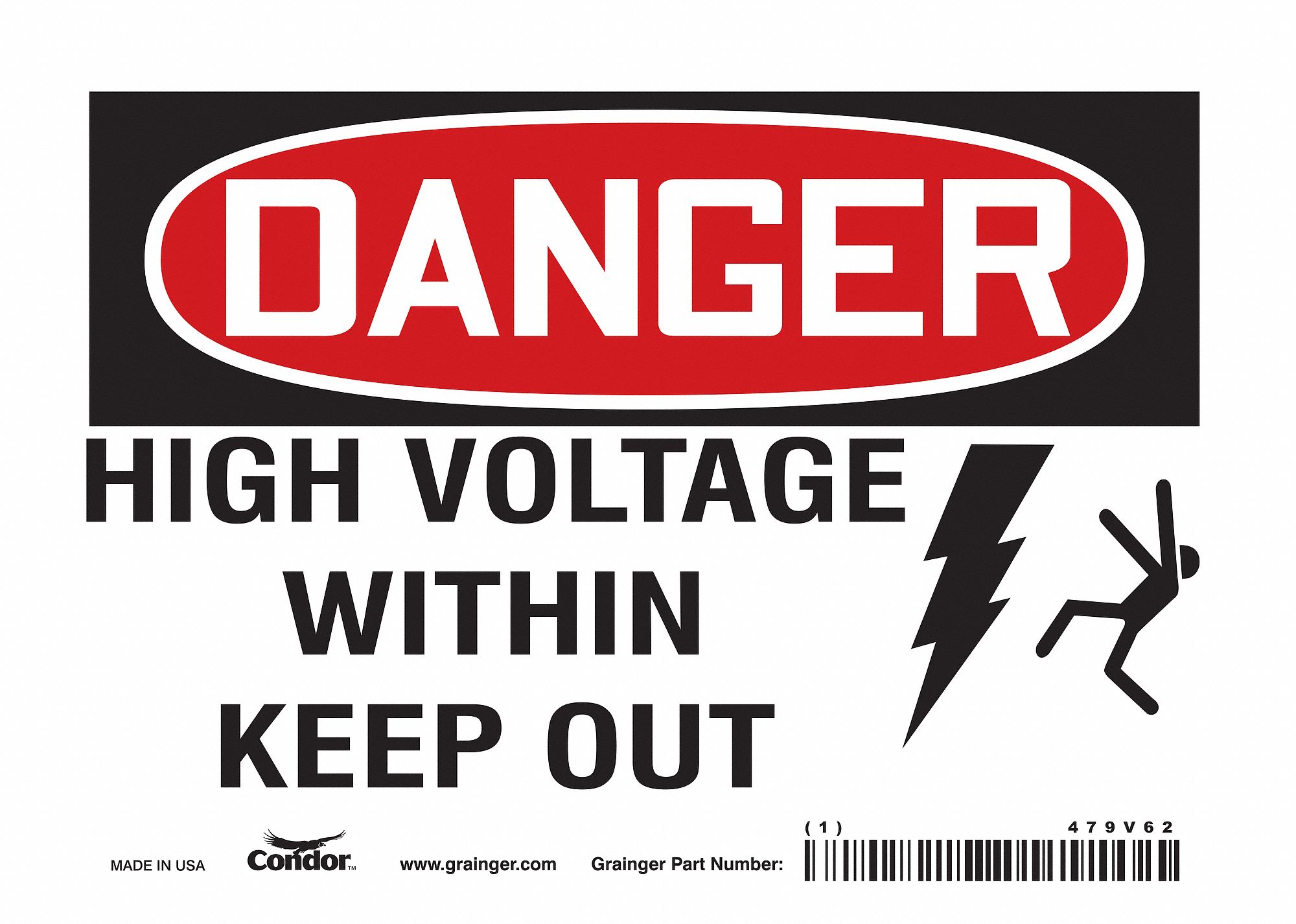 Safety Sign: Vinyl, Adhesive Sign Mounting, 5 in x 7 in Nominal Sign Size, Not Retroreflective
