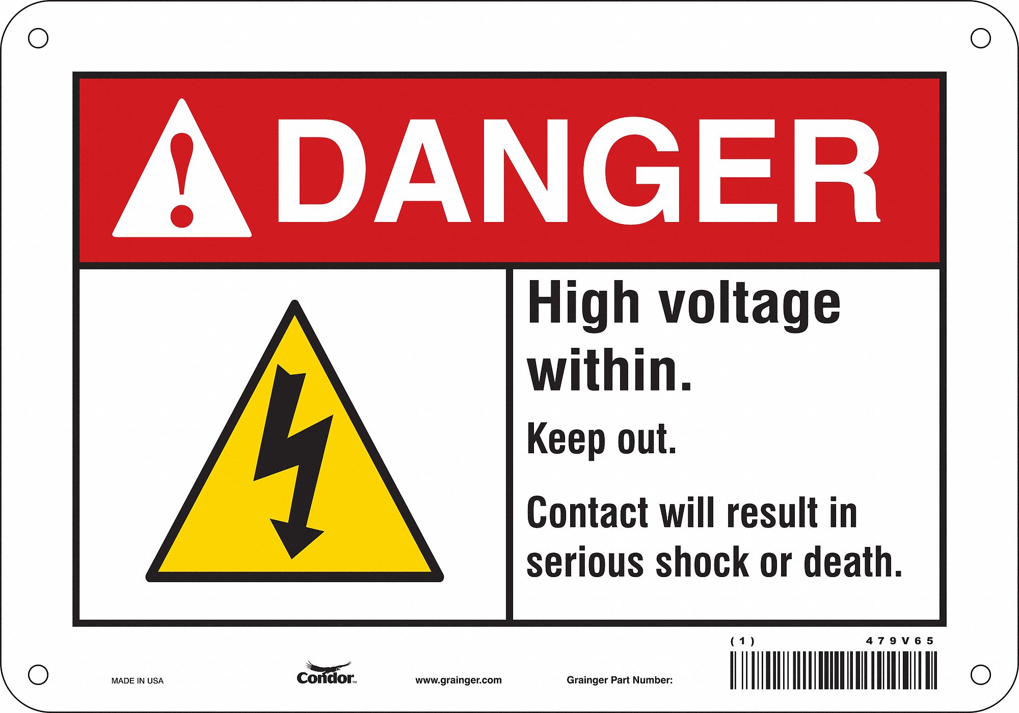 Safety Sign: Aluminum, Mounting Holes Sign Mounting, 7 in x 10 in Nominal Sign Size, 0.032 in Thick