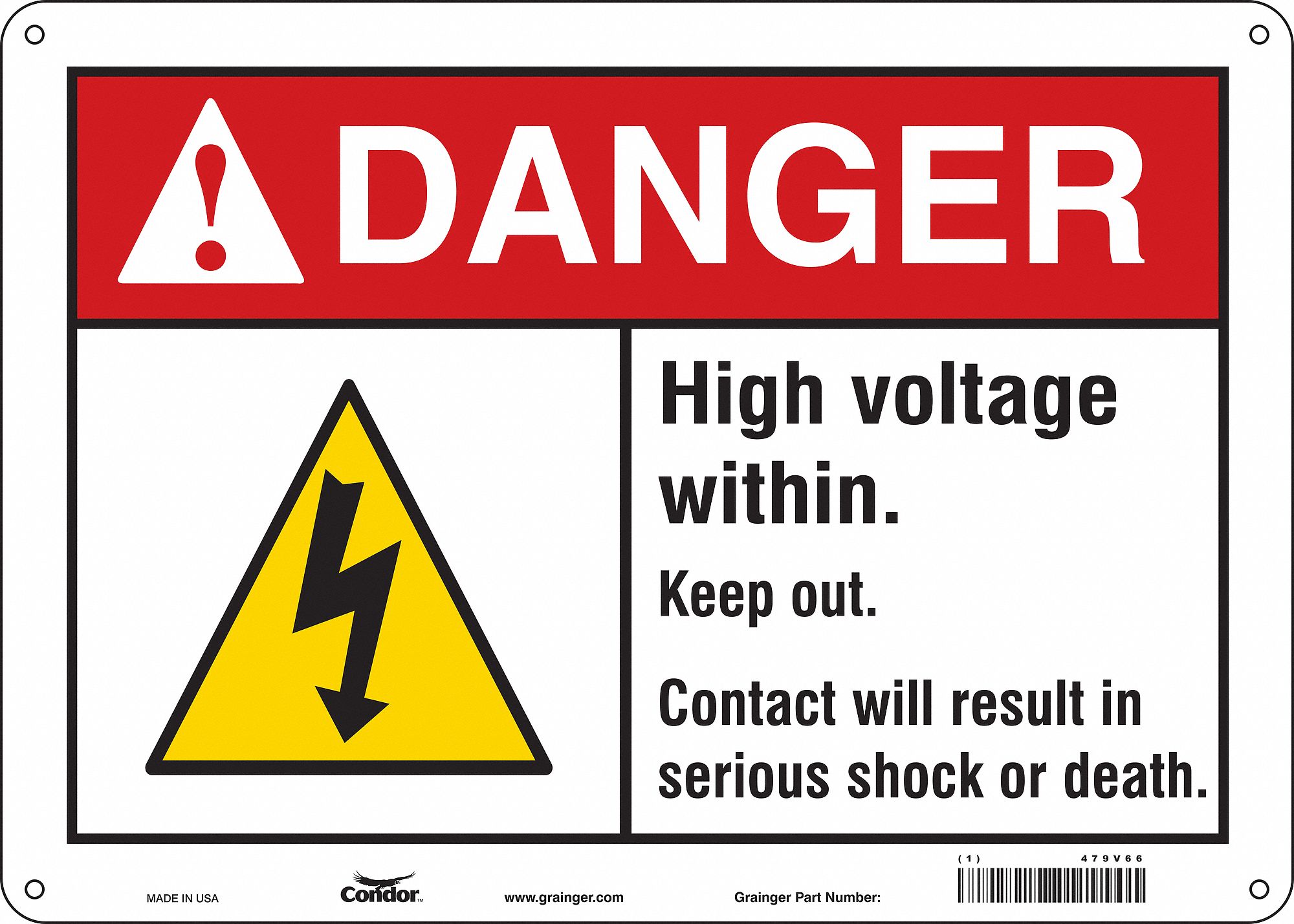 Safety Sign: Aluminum, Mounting Holes Sign Mounting, 10 in x 14 in Nominal Sign Size, 0.032 in Thick