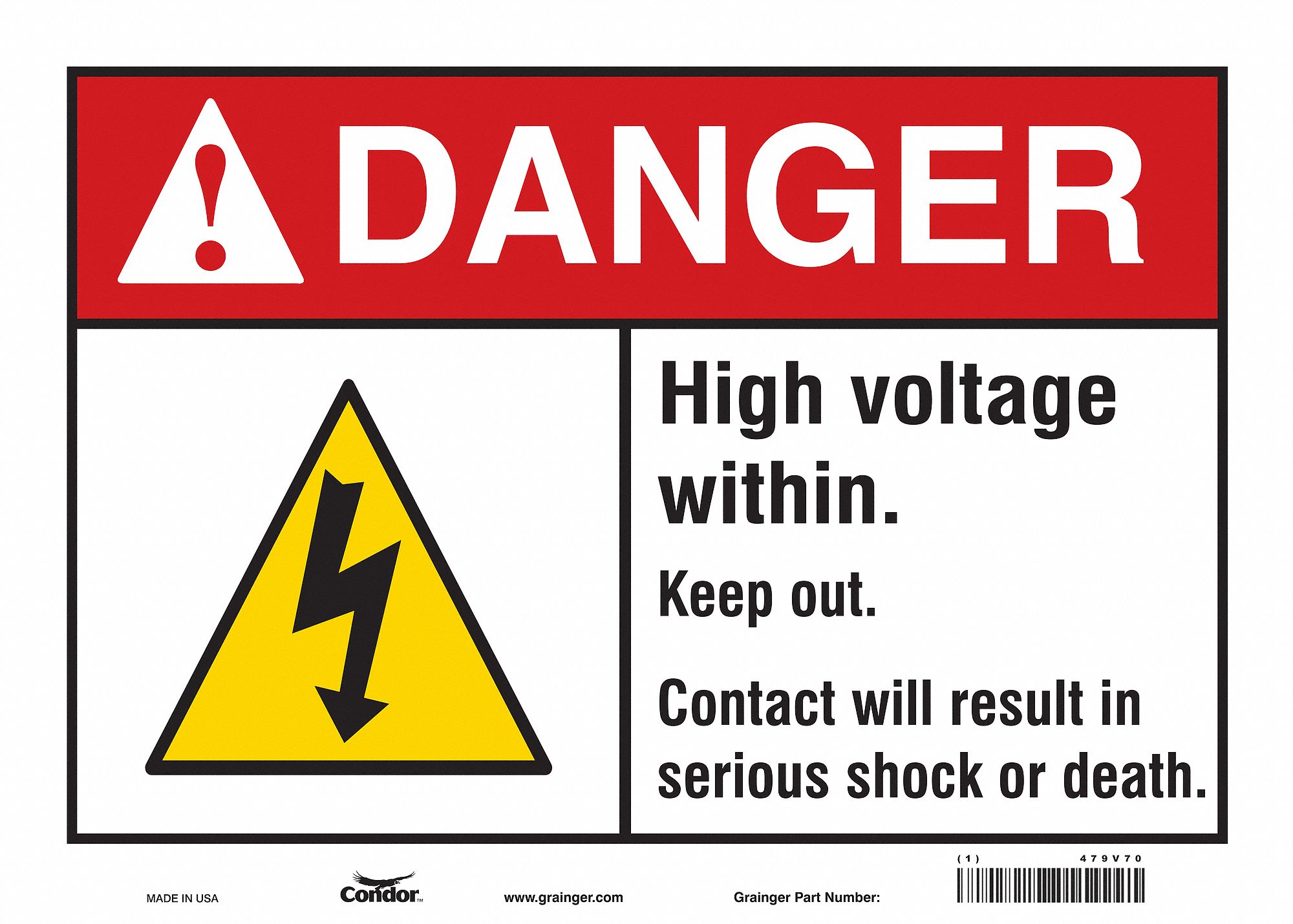 Safety Sign: Vinyl, Adhesive Sign Mounting, 10 in x 14 in Nominal Sign Size, Not Retroreflective