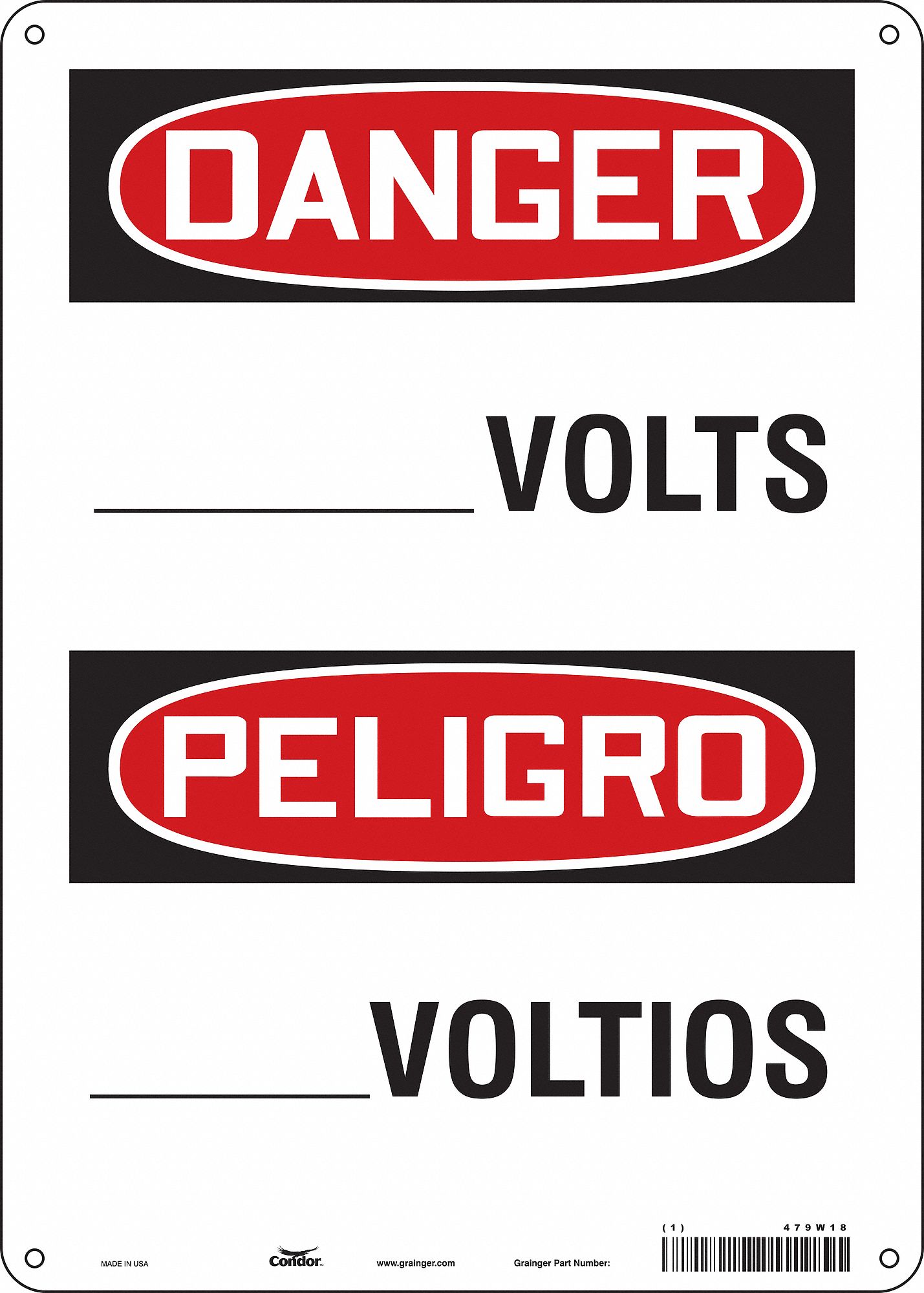 Safety Sign: Aluminum, Mounting Holes Sign Mounting, 14 in x 10 in Nominal Sign Size, 0.032 in Thick