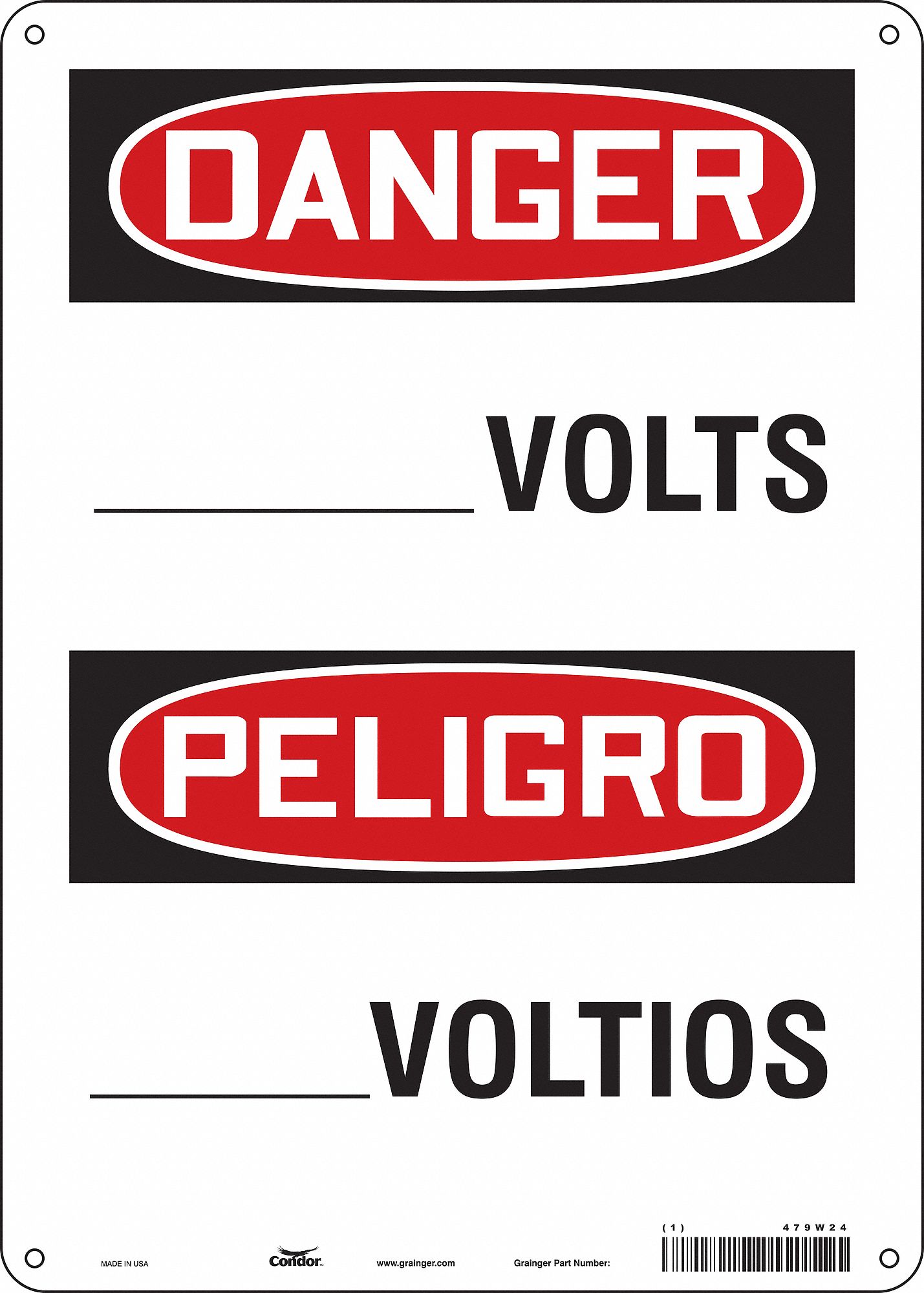 Safety Sign: Polyethylene, Mounting Holes Sign Mounting, 14 in x 10 in Nominal Sign Size