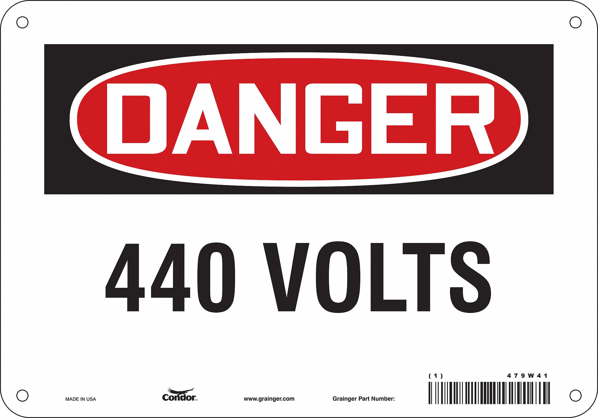 Safety Sign: Aluminum, Mounting Holes Sign Mounting, 7 in x 10 in Nominal Sign Size, 0.032 in Thick