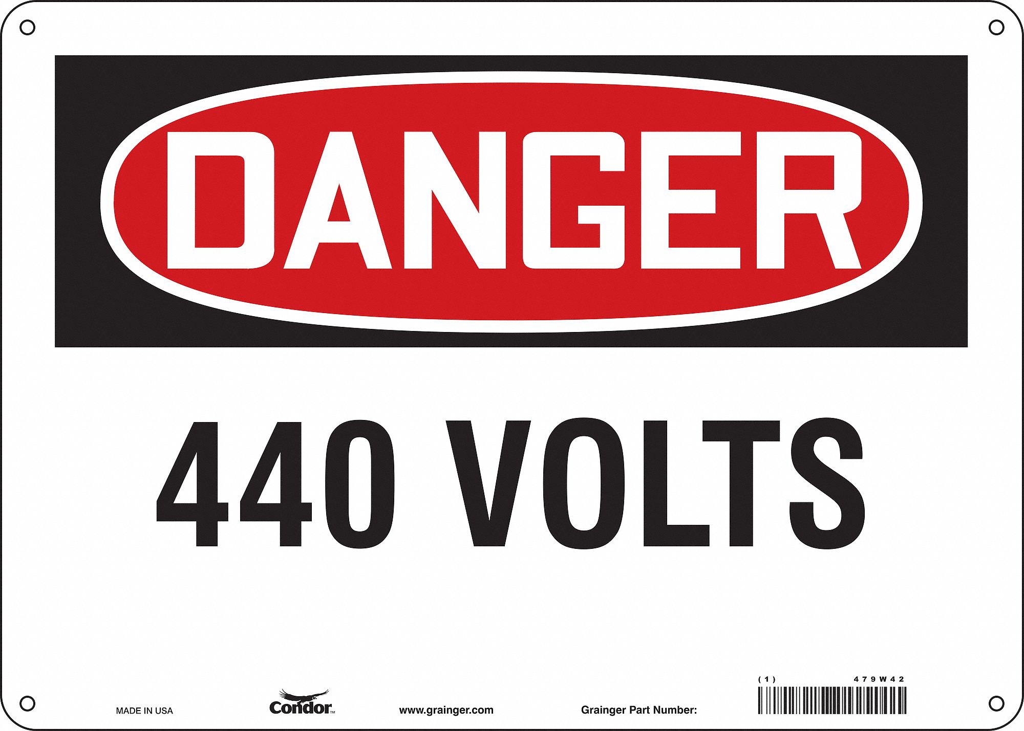 Safety Sign: Aluminum, Mounting Holes Sign Mounting, 10 in x 14 in Nominal Sign Size, 0.032 in Thick