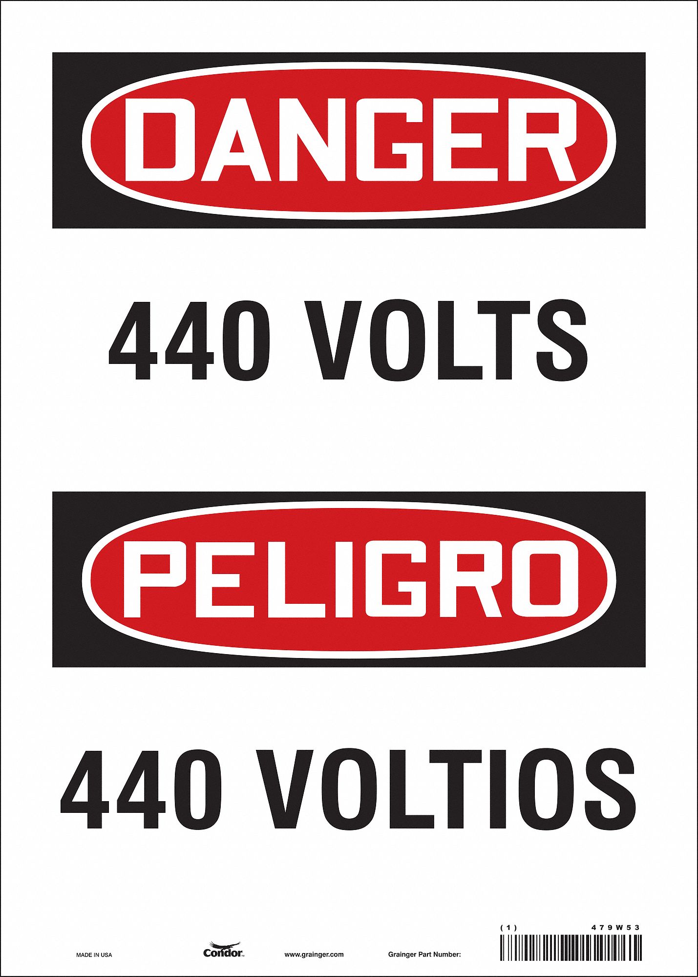 Safety Sign: Vinyl, Adhesive Sign Mounting, 14 in x 10 in Nominal Sign Size, Not Retroreflective