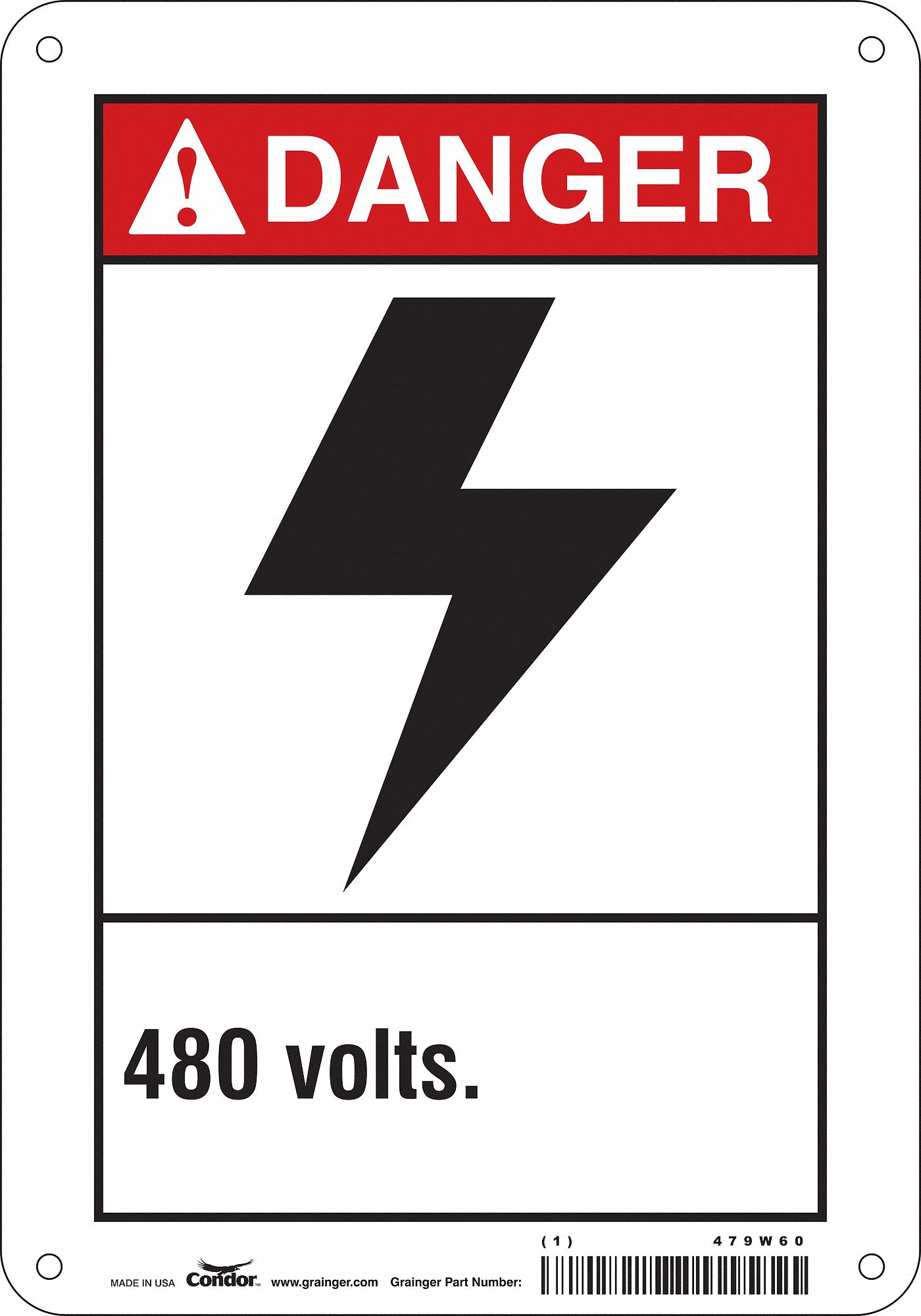 Safety Sign: Aluminum, Mounting Holes Sign Mounting, 10 in x 7 in Nominal Sign Size, 0.032 in Thick